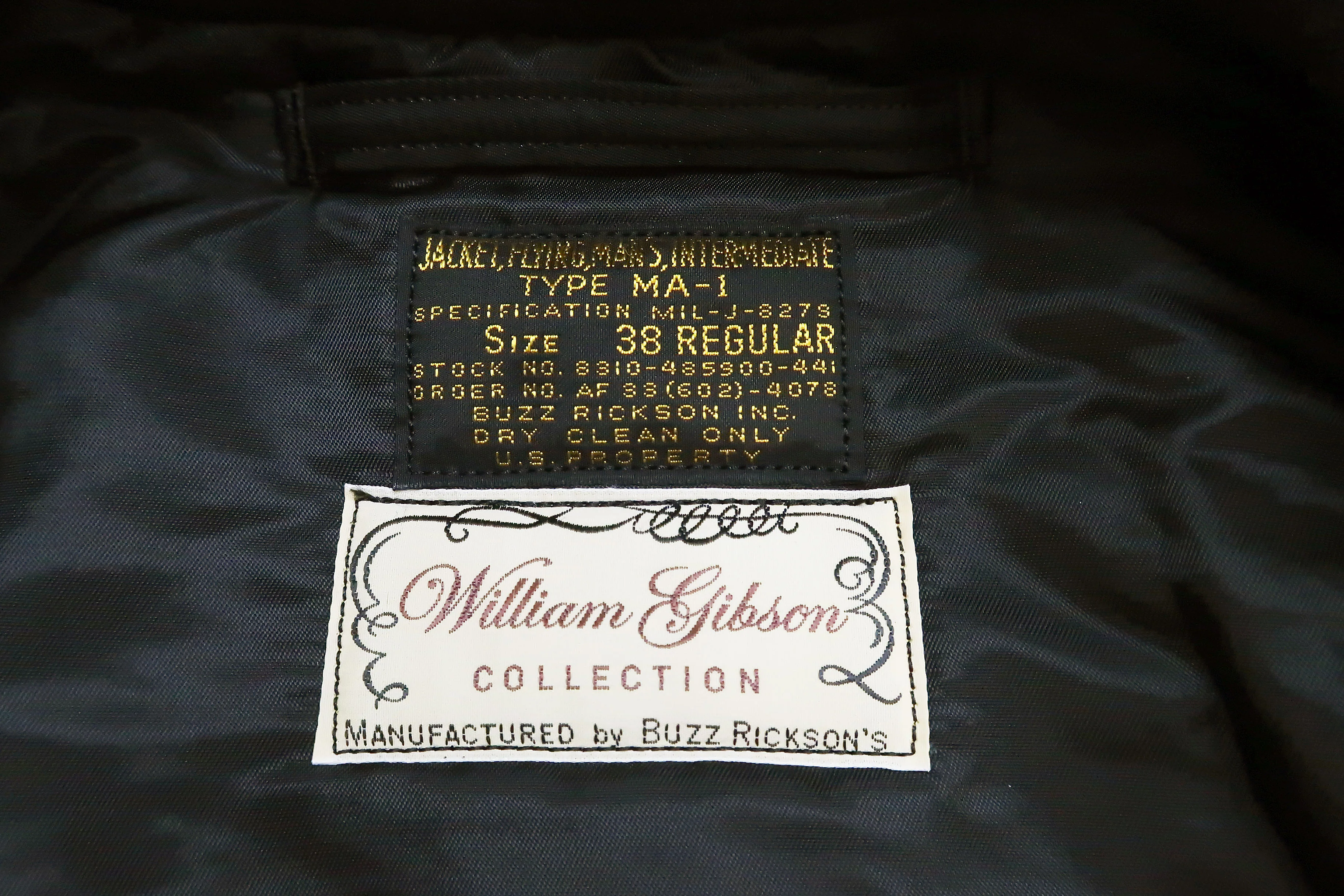 Buzz Rickson MA-1 William Gibson Black MA-1 Flight Jacket Men's MA1 Bomber Jacket Slender Version BR14964 - Image 18
