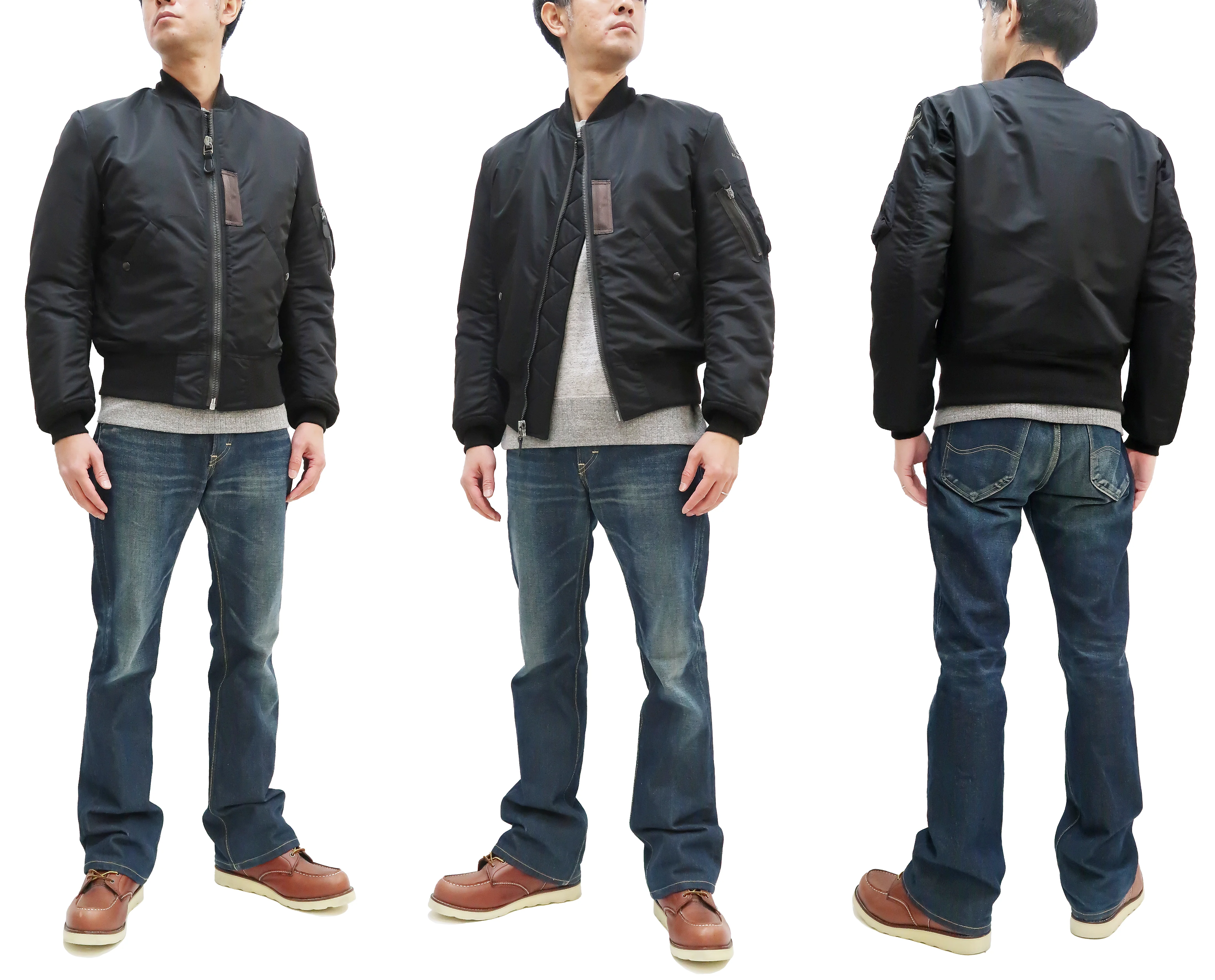 Buzz Rickson MA-1 William Gibson Black MA-1 Flight Jacket Men's MA1 Bomber Jacket Slender Version BR14964 - Image 3