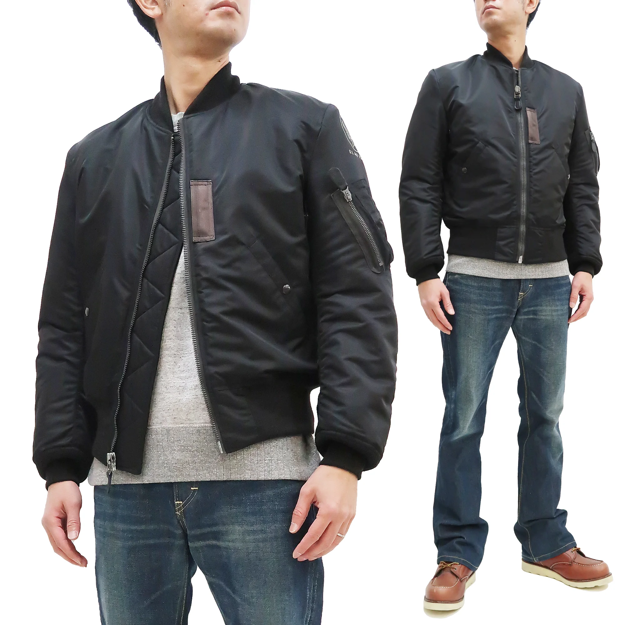 Buzz Rickson MA-1 William Gibson Black MA-1 Flight Jacket Men's MA1 Bomber Jacket Slender Version BR14964 - Image 6