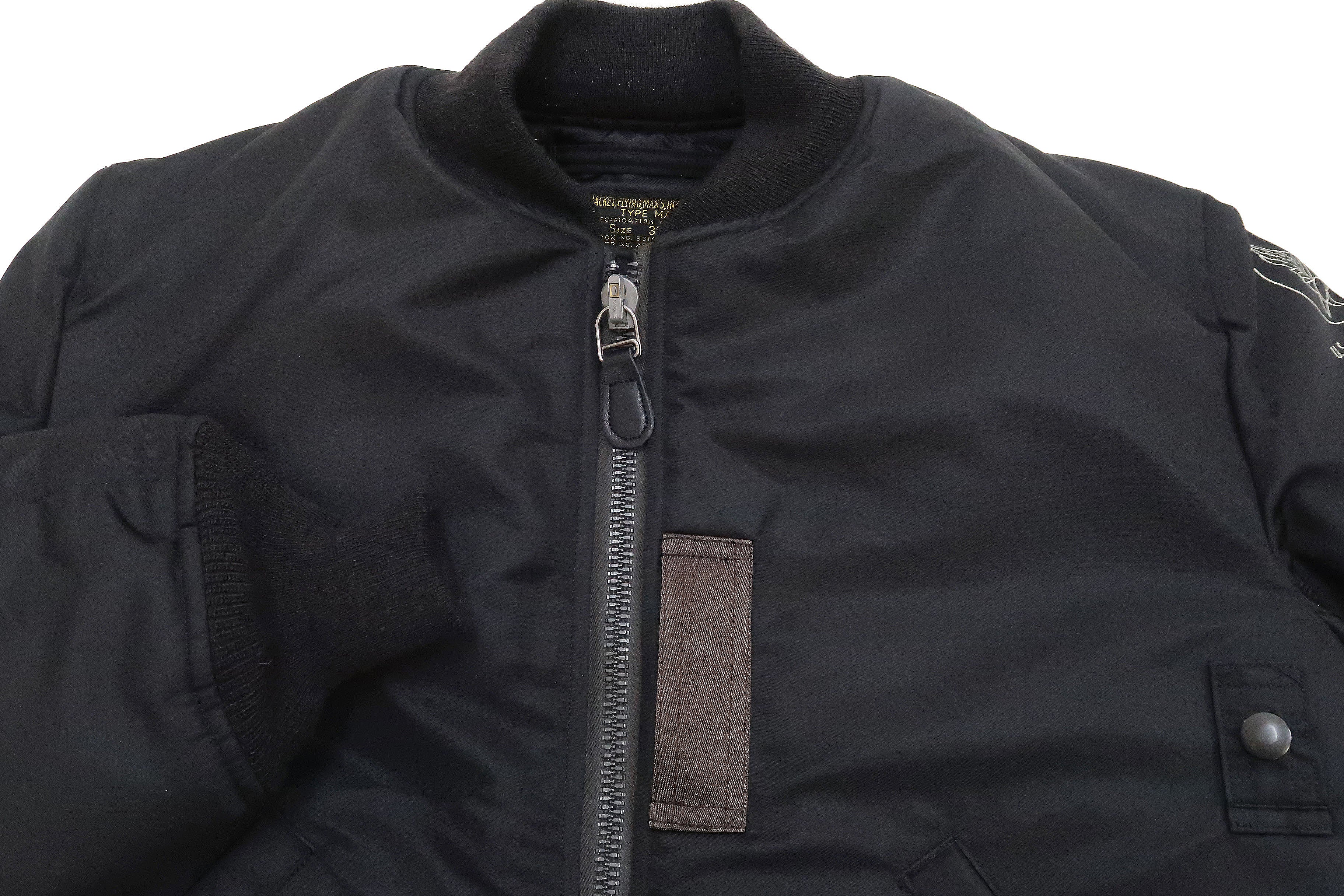 Buzz Rickson MA-1 William Gibson Black MA-1 Flight Jacket Men's MA1 Bomber Jacket Slender Version BR14964 - Image 8