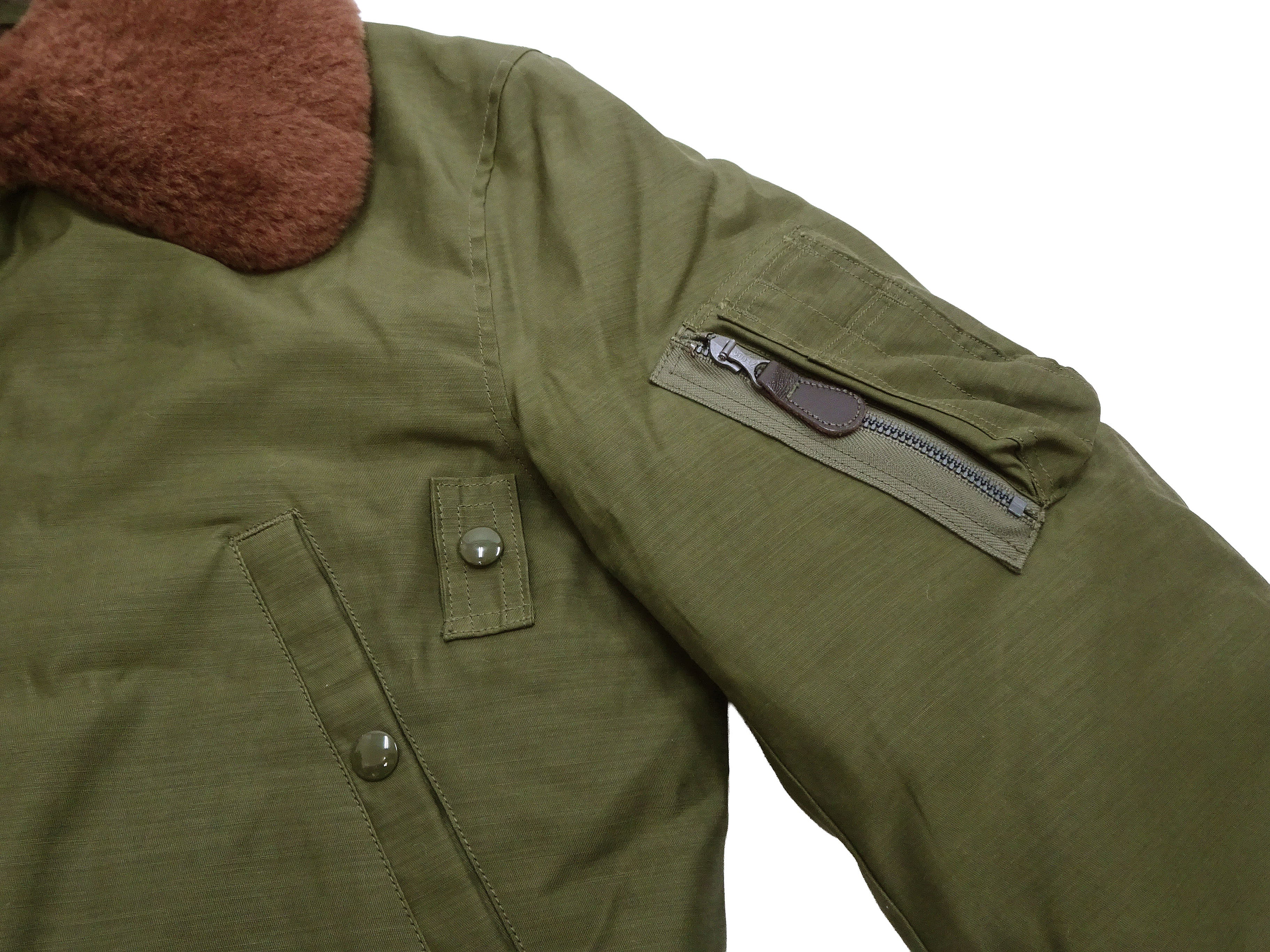 Buzz Rickson Men's B-15B Flight Jacket with Rayon Cotton Shell and Alpaca Wool Pile Lining - USAAF Aero Medical Laboratory Test Sample Bomber Jacket Reproduction - Made in Japan (BR15741 Olive) - Image 10