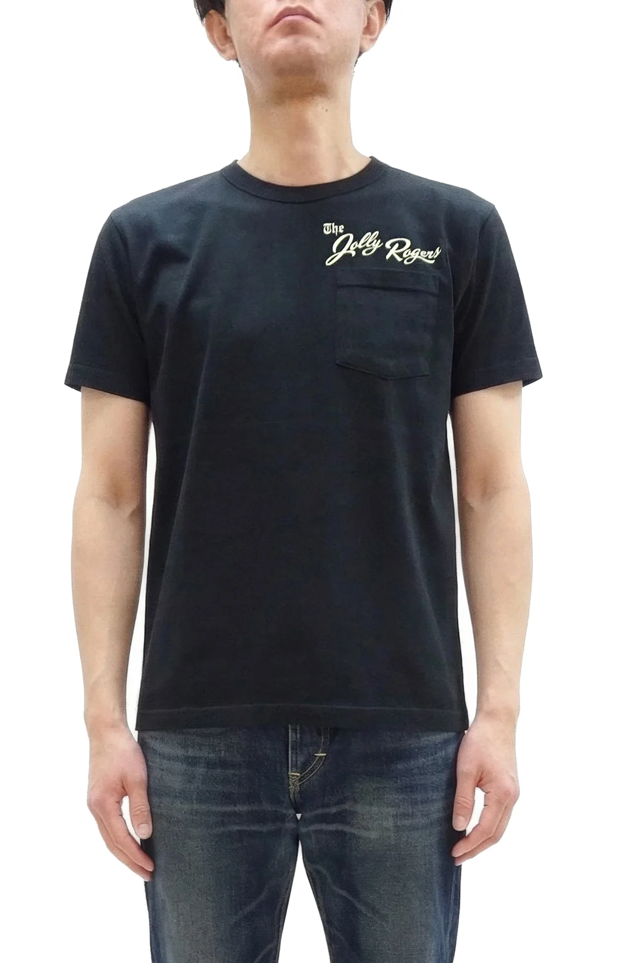 Buzz Rickson Men's Short Sleeve Loopwheeled Graphic Pocket T-Shirt - Jolly Rogers Military-Inspired Print - Made in USA (BR79711 119 Black) - Image 4