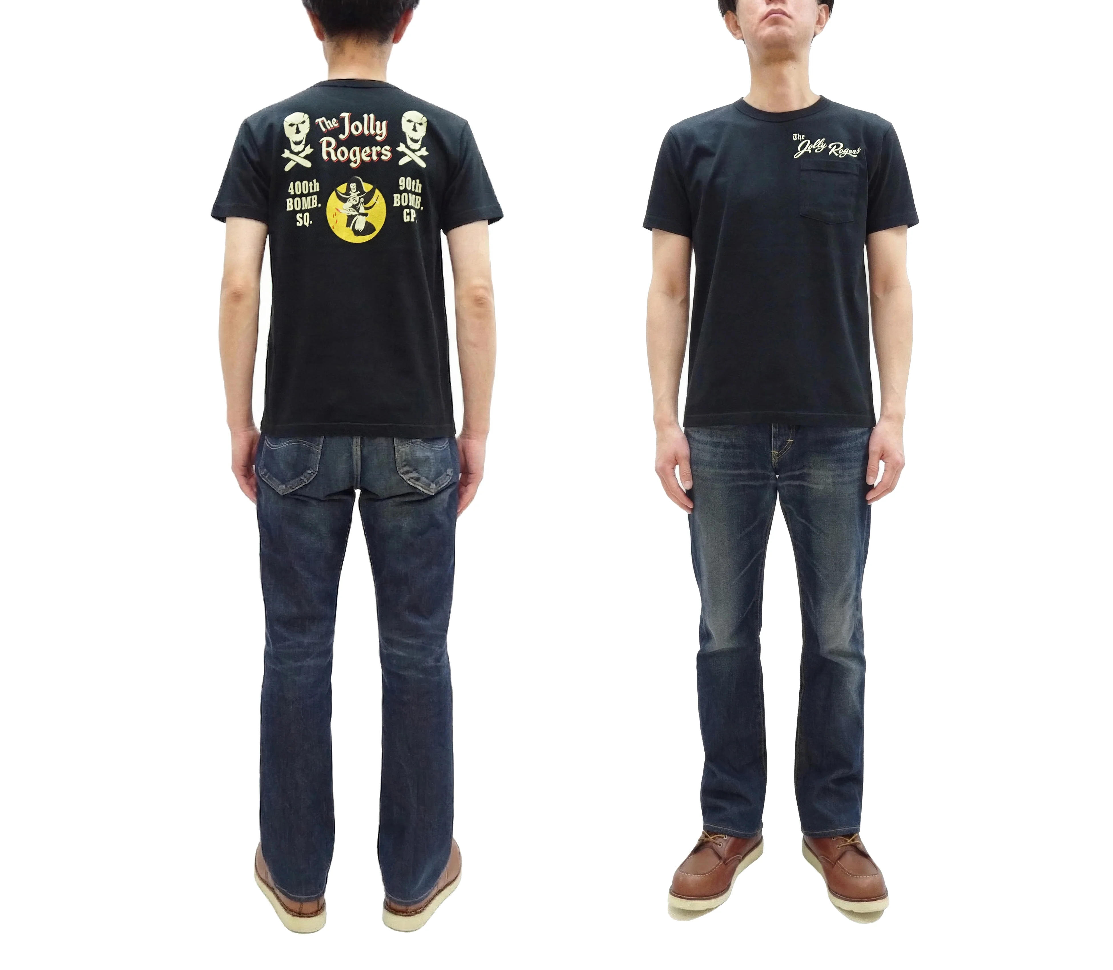 Buzz Rickson Men's Short Sleeve Loopwheeled Graphic Pocket T-Shirt - Jolly Rogers Military-Inspired Print - Made in USA (BR79711 119 Black) - Image 5