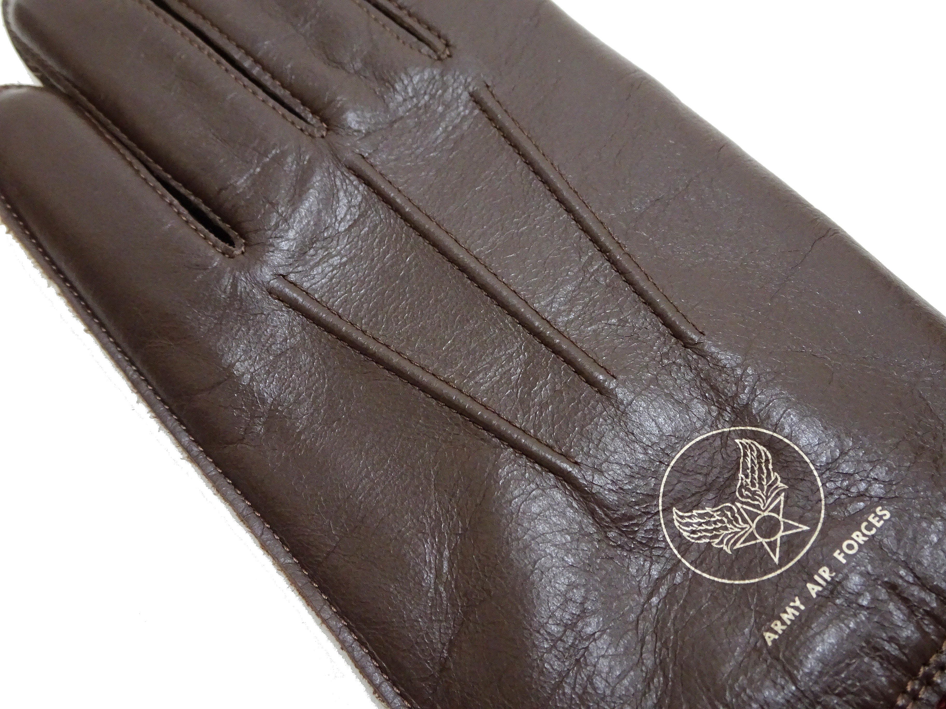 Buzz Rickson Men's Type A-10 Leather Gloves - U.S. Army Air Forces Reproduction - Made in Japan - (BR02835 01 Brown Leather with Red Ribbed Knit Wrist Cuffs) - Image 10