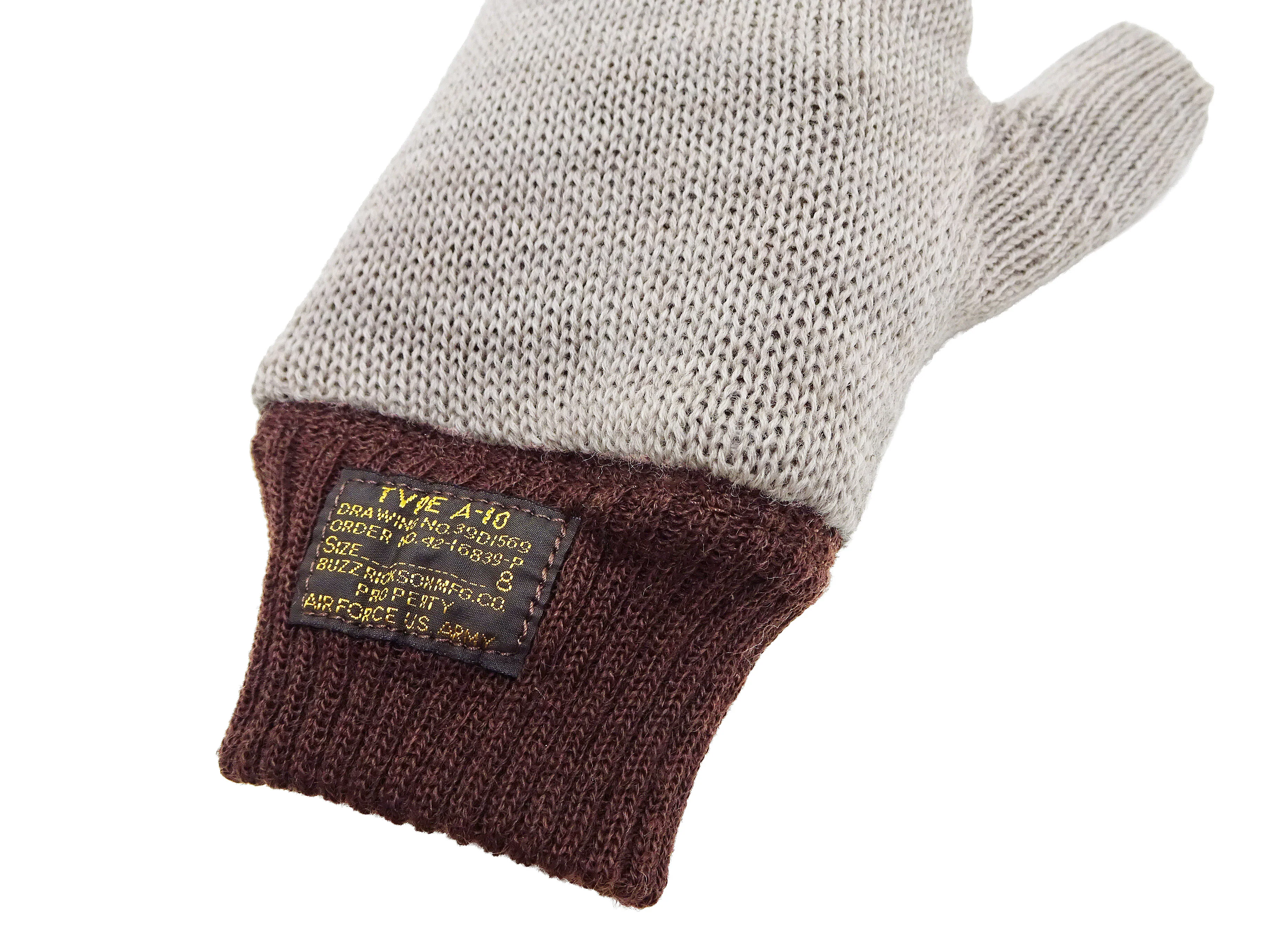 Buzz Rickson Men's Type A-10 Leather Gloves - U.S. Army Air Forces Reproduction - Made in Japan - (BR02835 02 Brown Leather with Brown Ribbed Knit Wrist Cuffs) - Image 3
