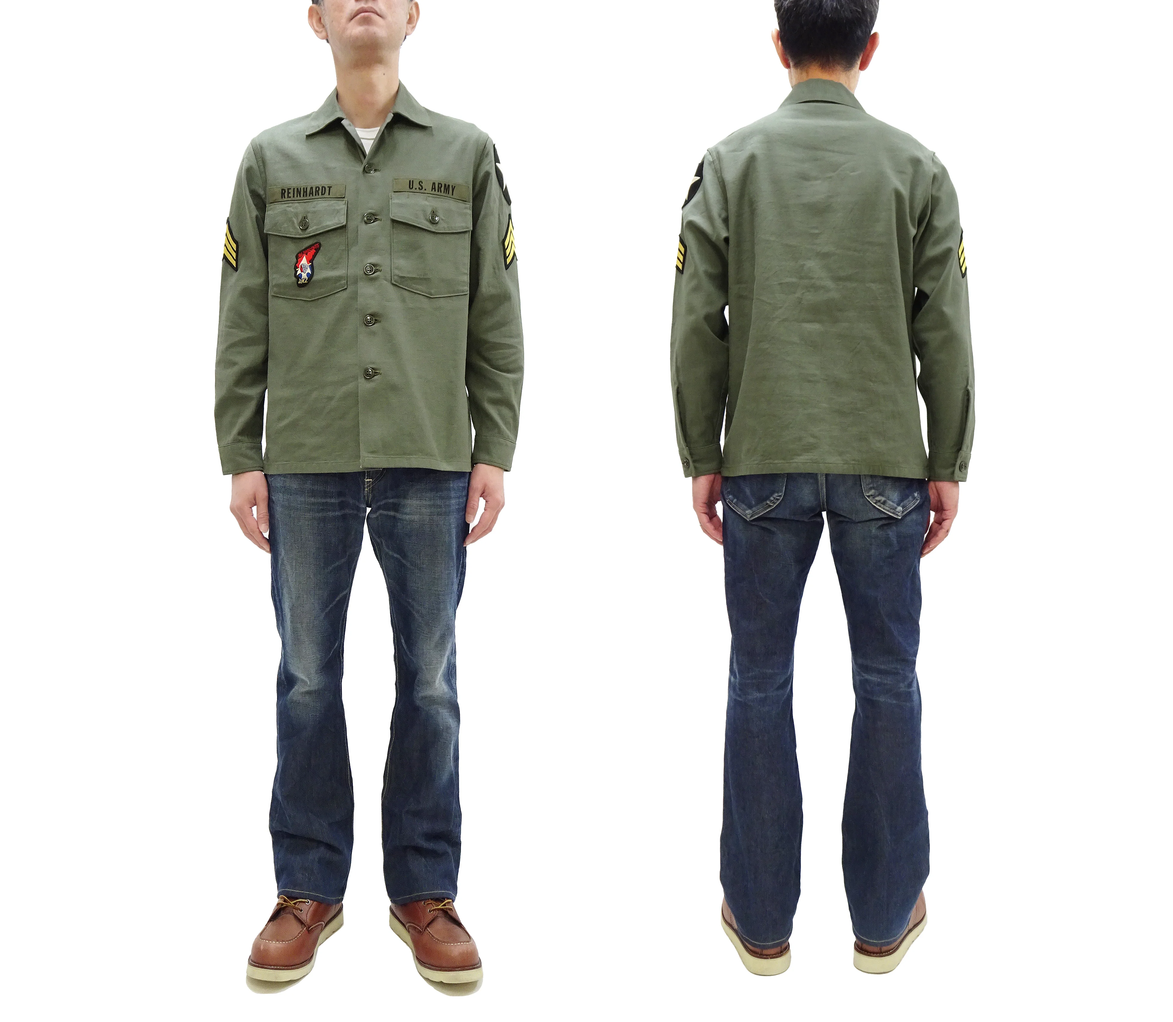 Buzz Rickson Men's U.S. Army OG-107 Utility Shirt with Patches (Relaxed Fit) - John Lennon Model Reproduction - Made in Japan (BR29586 Olive) - Image 3