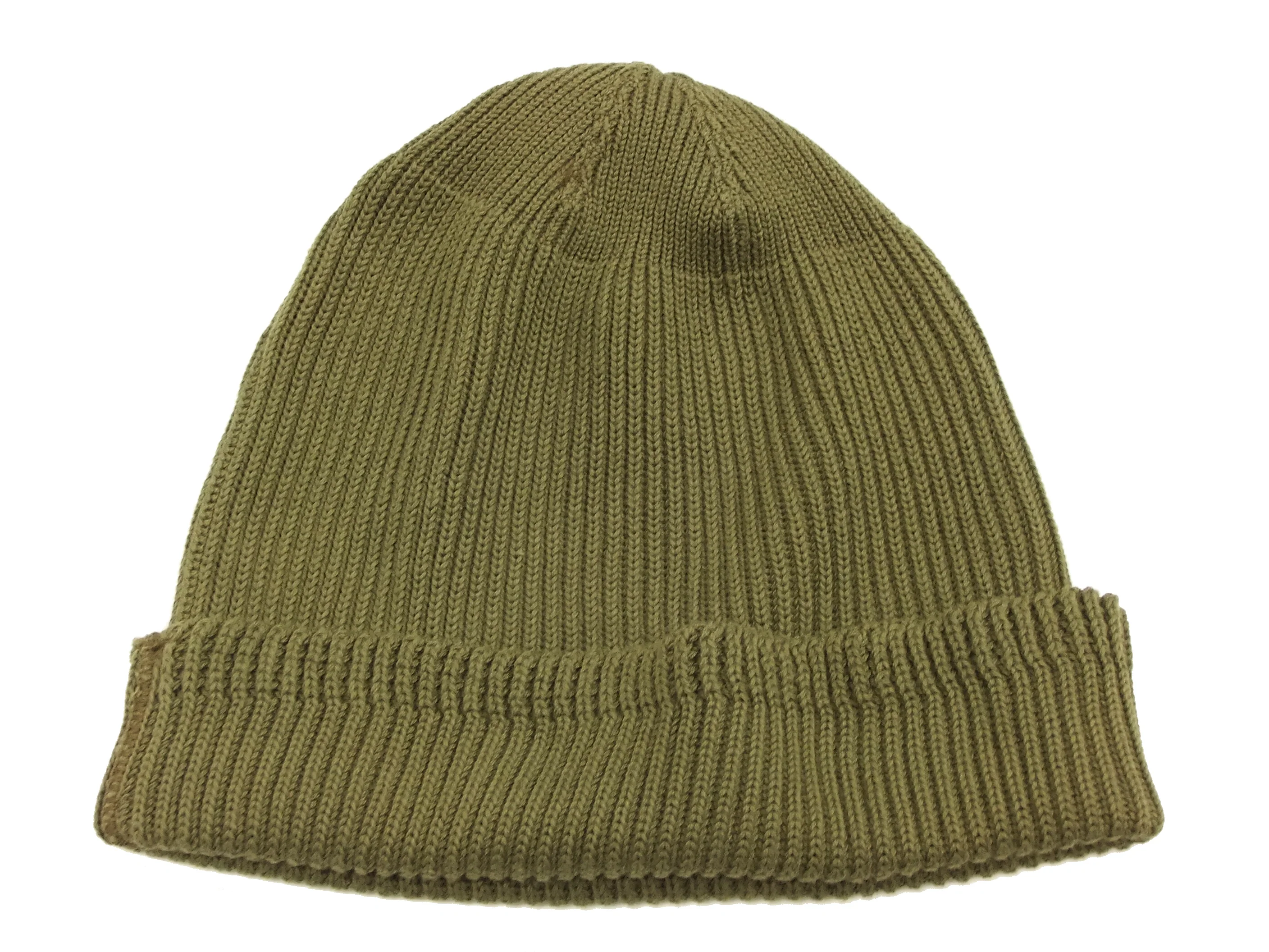 Buzz Rickson Men's Watch Cap Cotton Knit Military Style Hat BR02186 Olive Green - Image 3