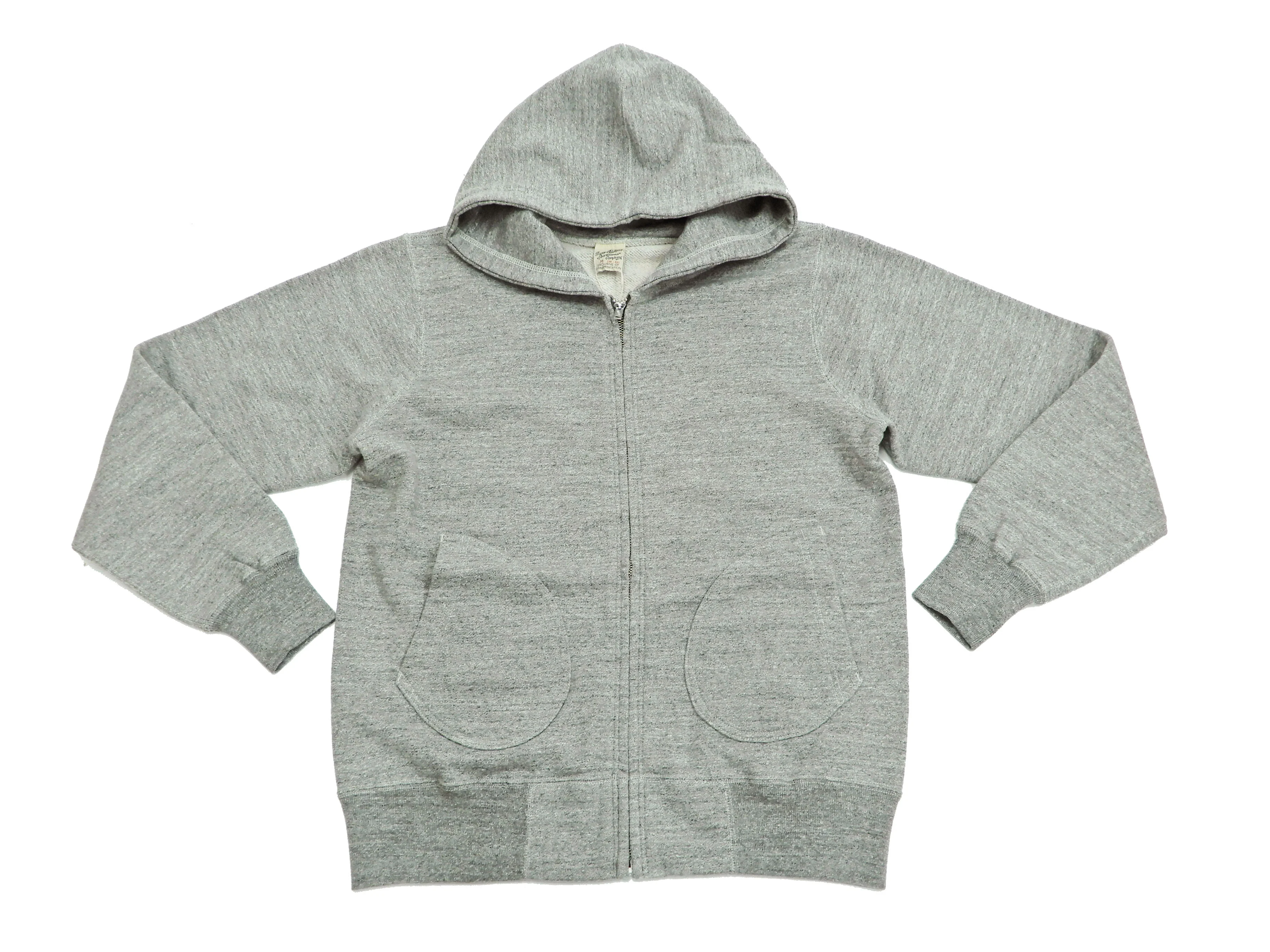 Buzz Rickson Hoodie Men's Plain Hoodie Zip Front Hooded Sweatshirt BR65623 Heather-Gray - Image 4