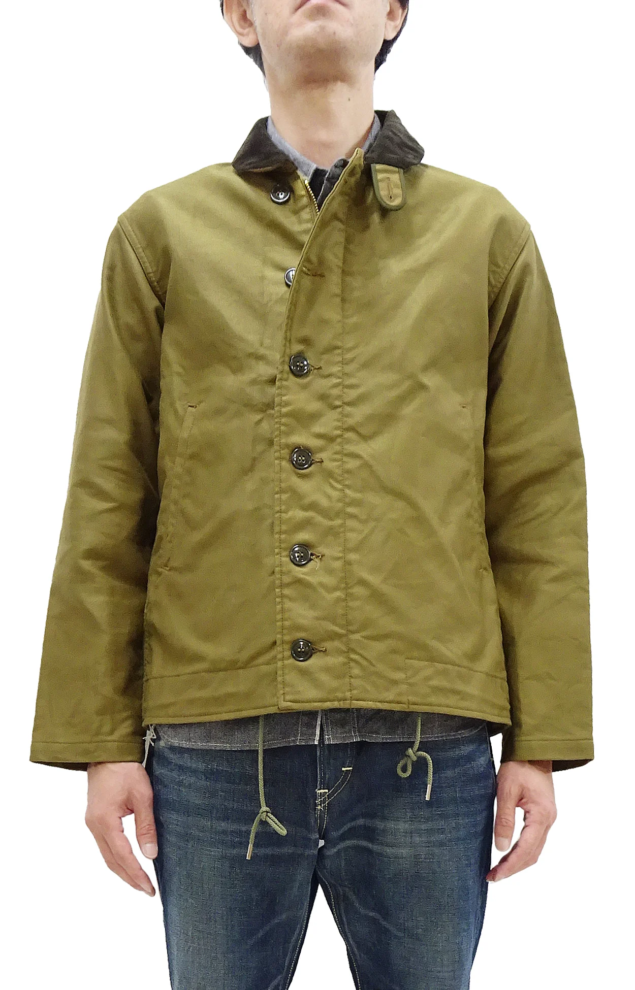 Buzz Rickson N-1 Deck Jacket Men's Casual Lightweight Modified Version of US Navy N1 Khaki (Unlined) BR15346 - Image 4