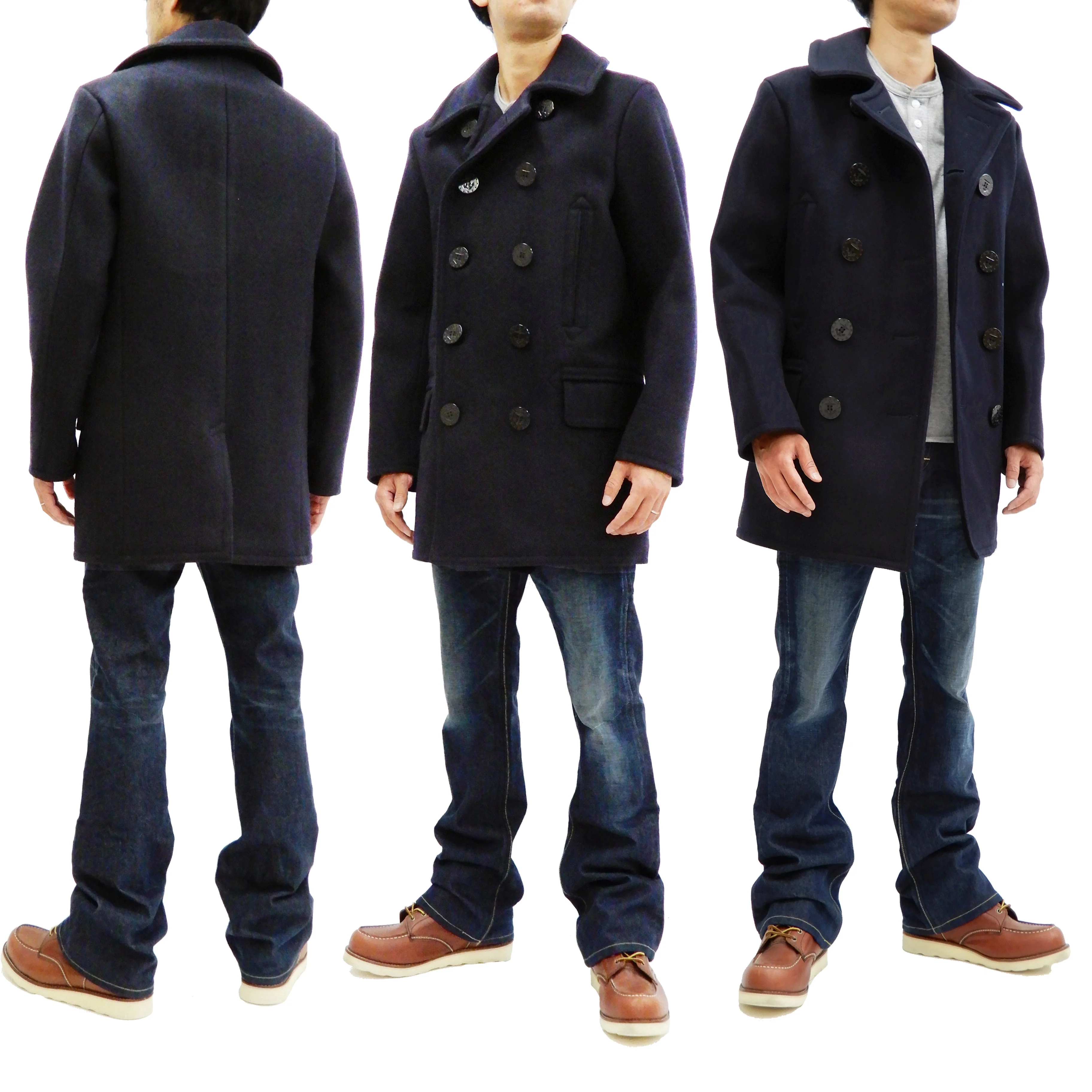 Buzz Rickson Pea Coat Men's U.S. Navy Wool Above-knee length Peacoat BR14146 Navy-Blue - Image 3