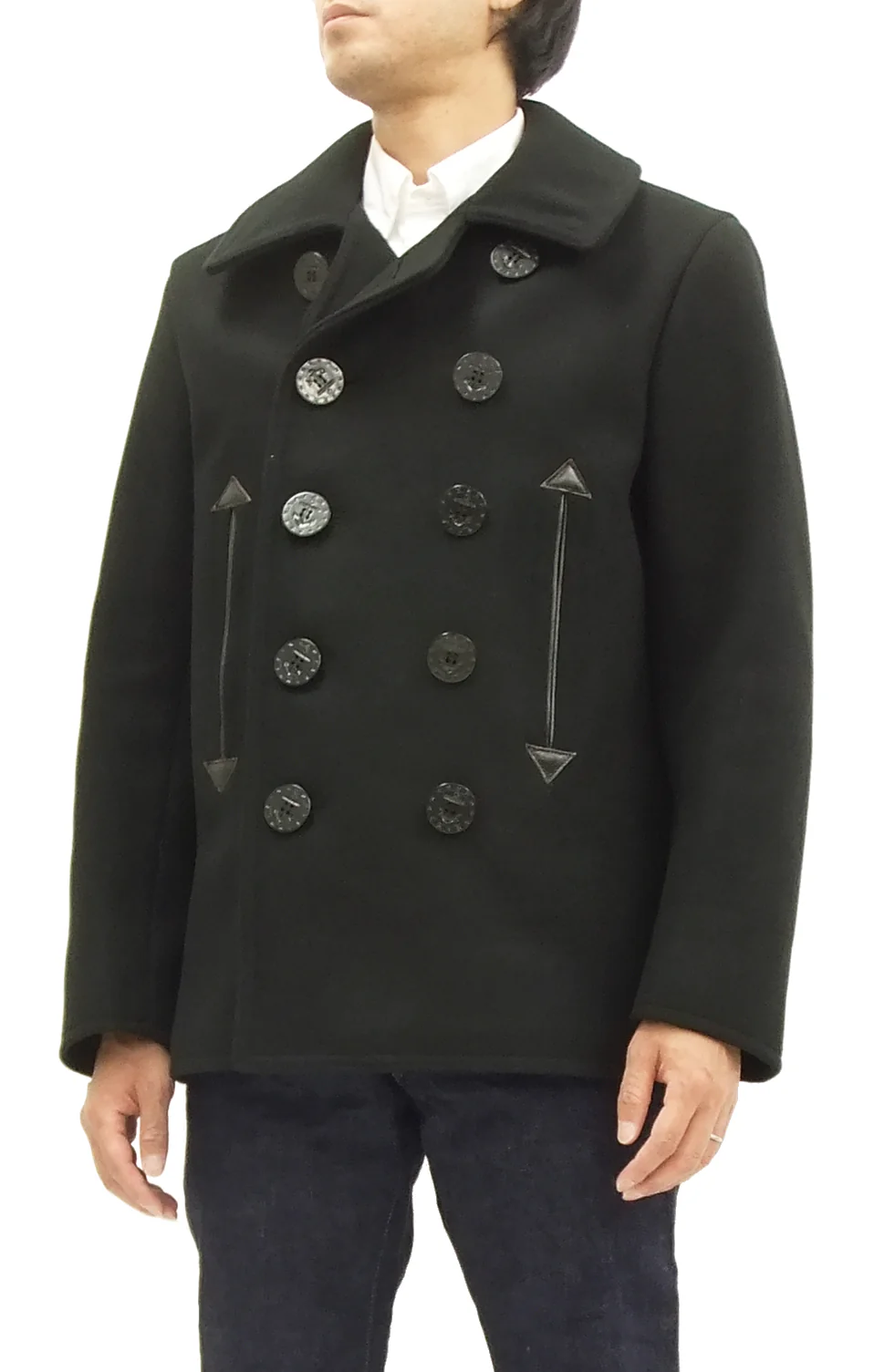 Buzz Rickson Pea Coat William Gibson Men's Wool Overcoat Peacoat BR12394 Black - Image 3