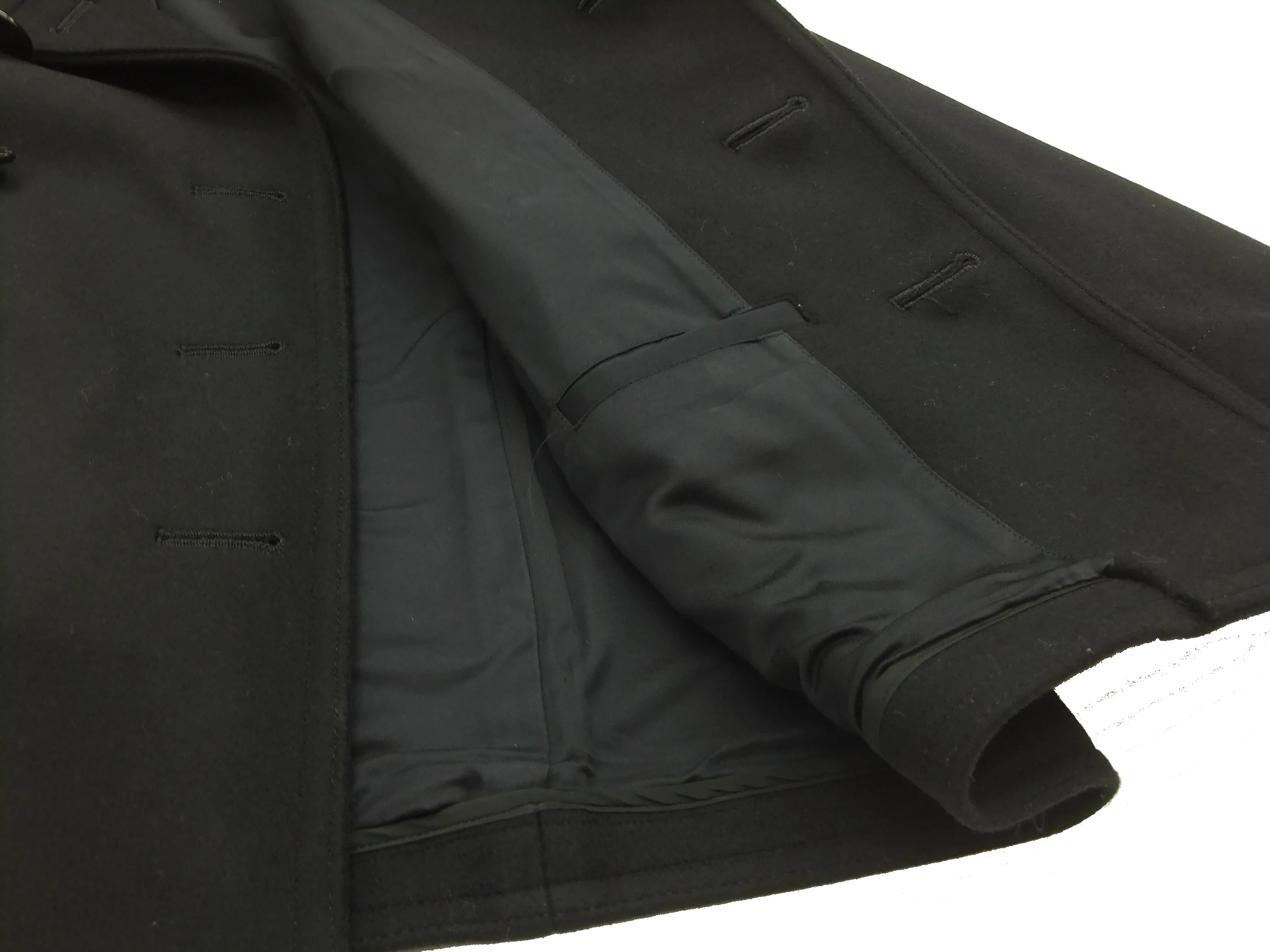 Buzz Rickson Pea Coat William Gibson Men's Wool Overcoat Peacoat BR12394 Black - Image 9