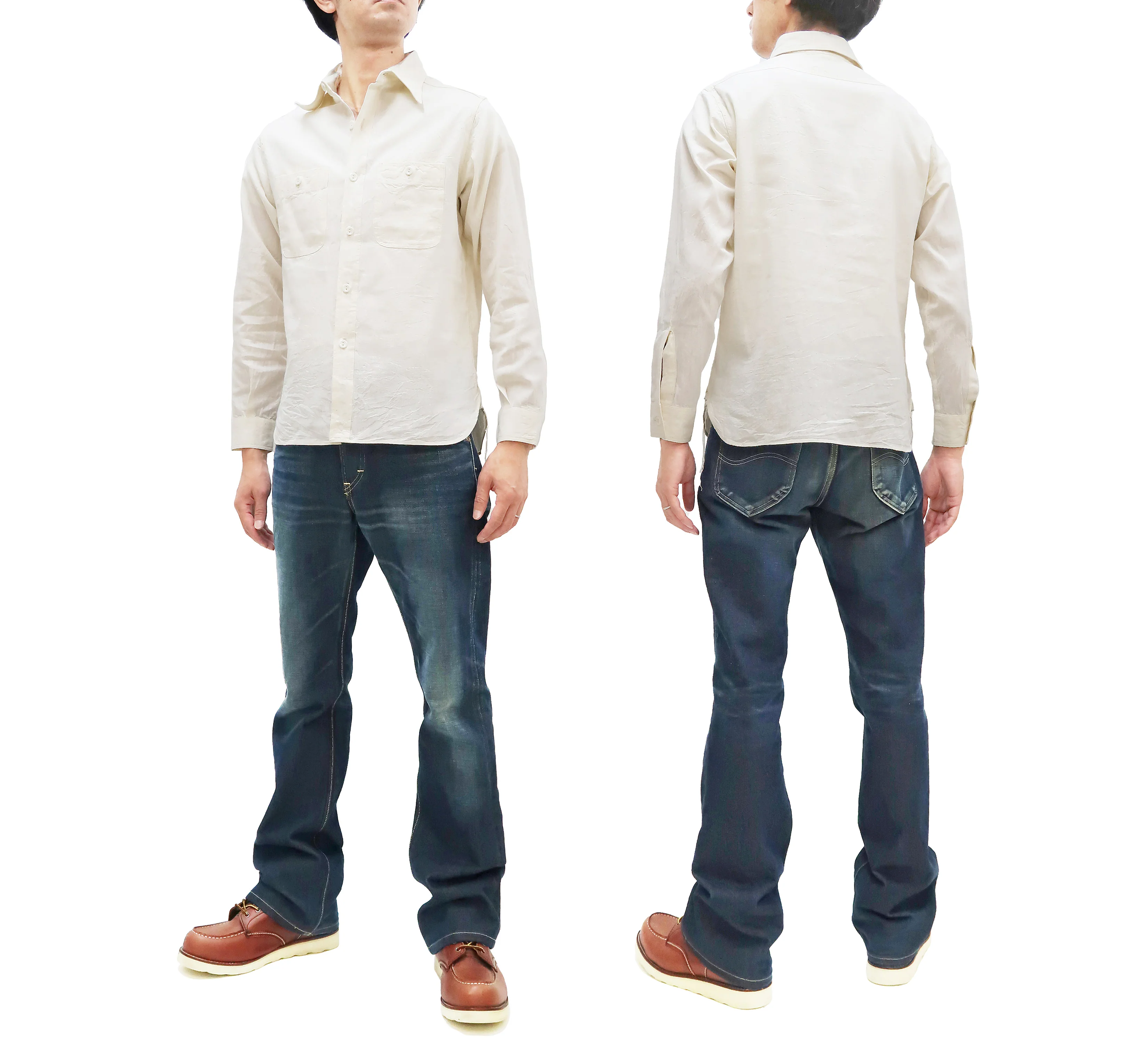 Buzz Rickson Plain Long Sleeve Shirt Modified version of US Navy Chambray Work Shirt BR25996 Off-White - Image 3