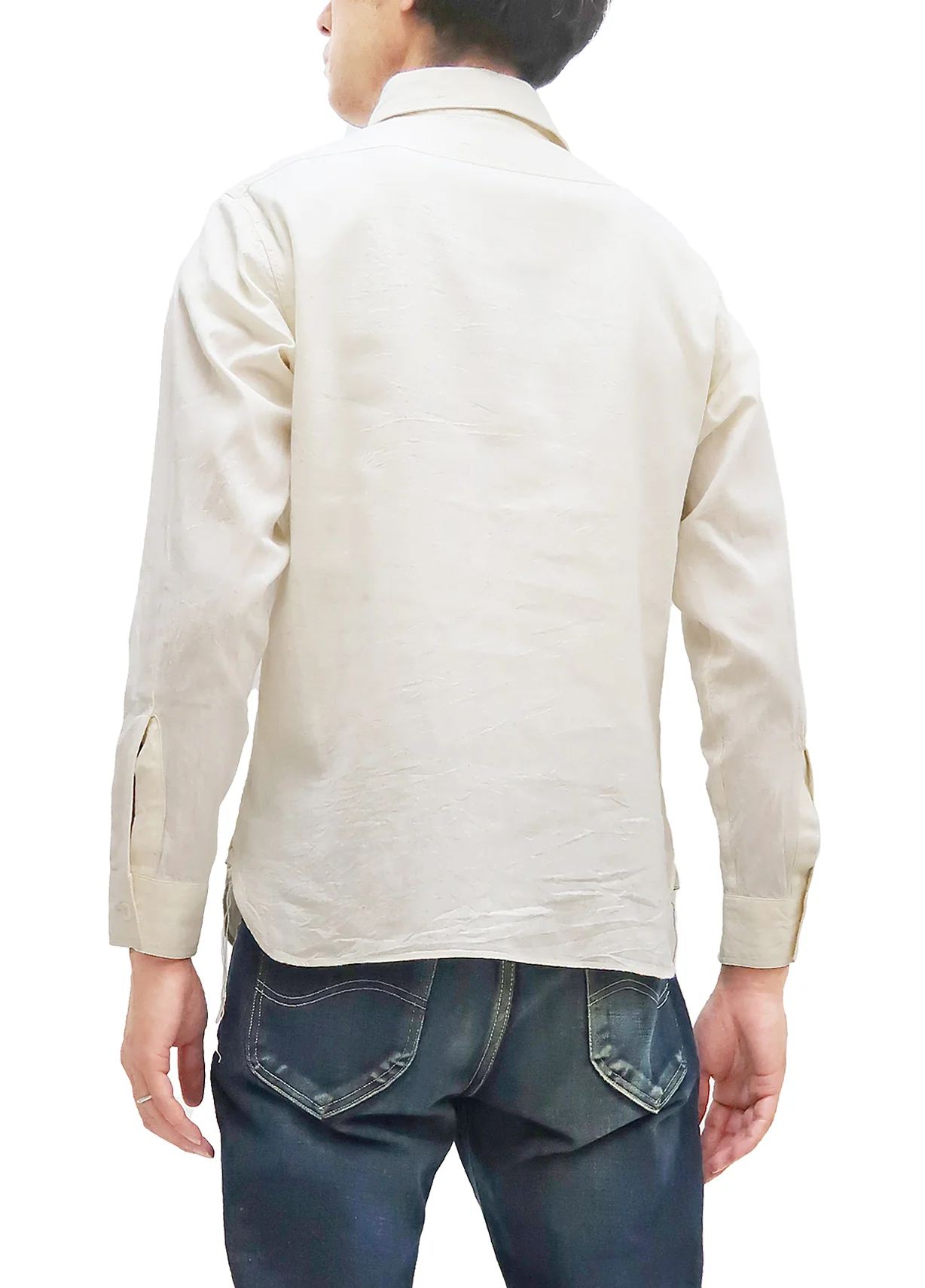 Buzz Rickson Plain Long Sleeve Shirt Modified version of US Navy Chambray Work Shirt BR25996 Off-White - Image 4