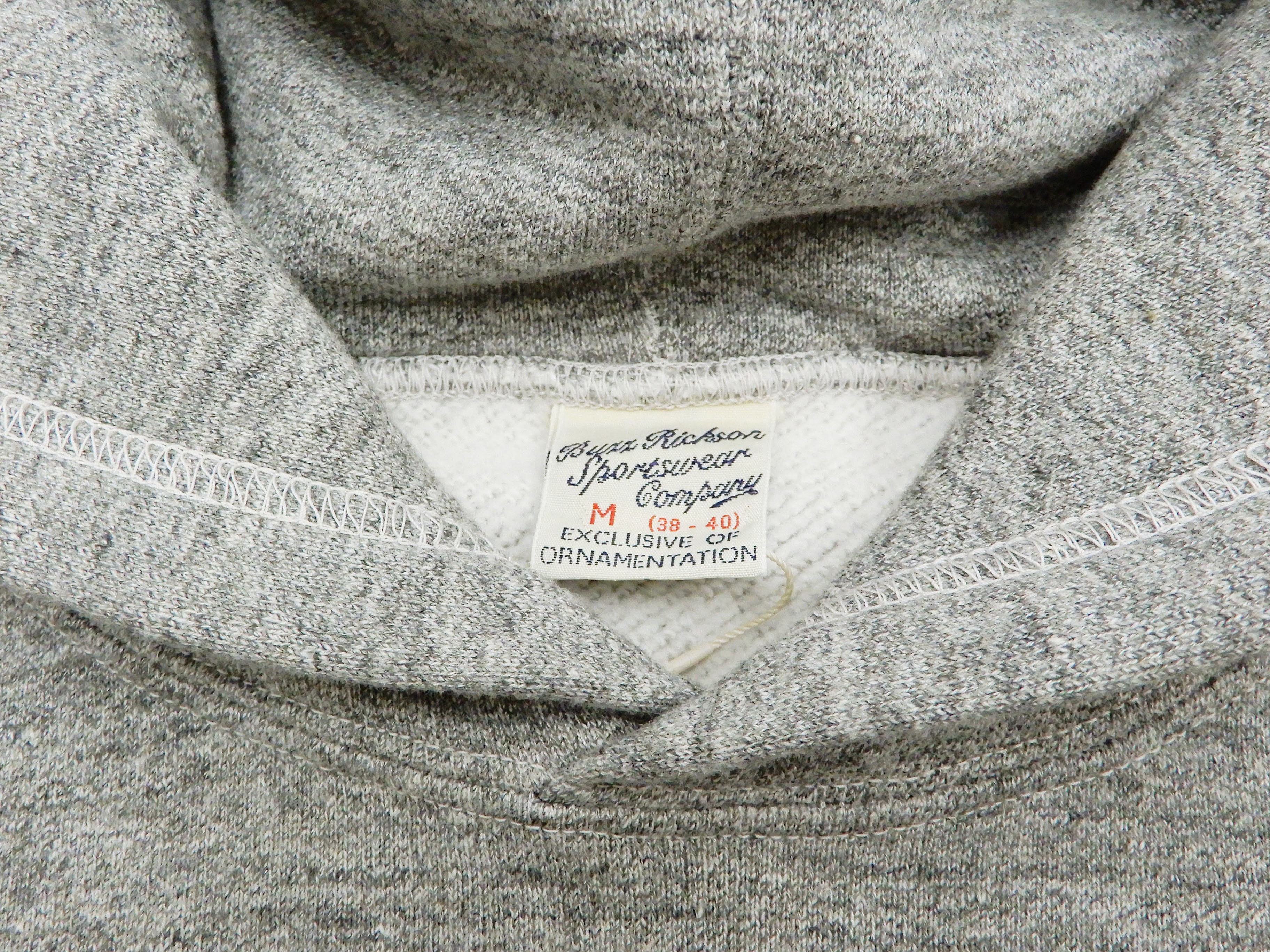 Buzz Rickson Plain Pullover Hoodie Men's Loop-wheeled Vintage Style Hooded Sweatshirt BR68914 113-Heather-Gray - Image 9