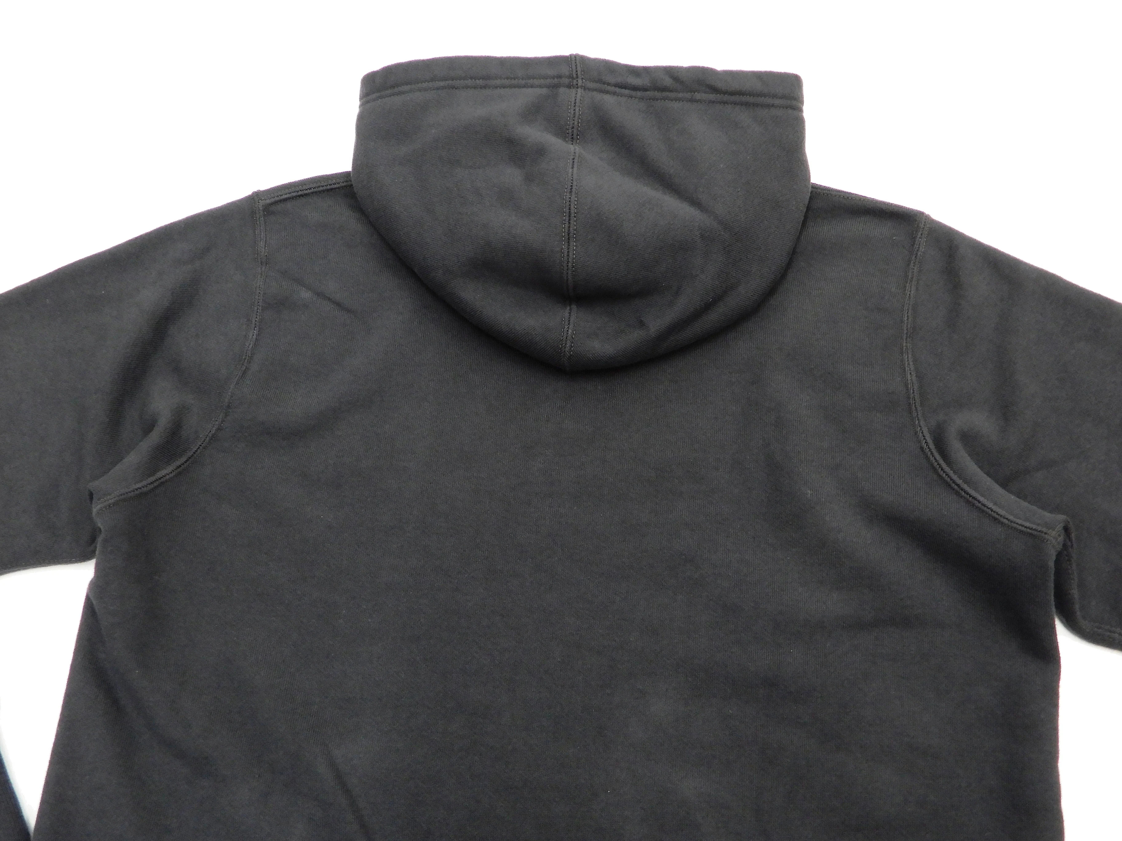 Buzz Rickson Plain Pullover Hoodie Men's Loop-wheeled Vintage Style Hooded Sweatshirt BR68914 119-Faded-Black - Image 12