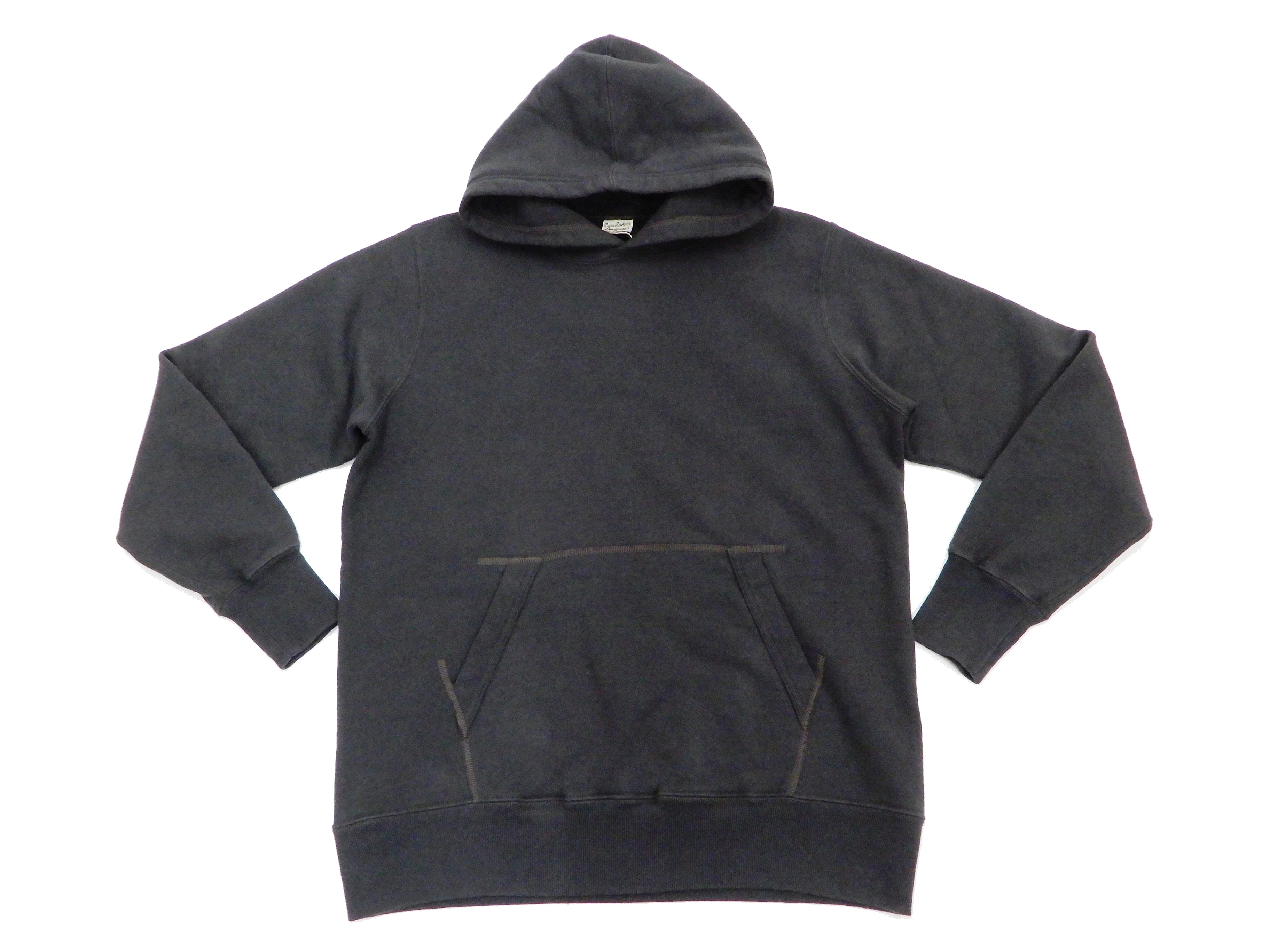 Buzz Rickson Plain Pullover Hoodie Men's Loop-wheeled Vintage Style Hooded Sweatshirt BR68914 119-Faded-Black - Image 5