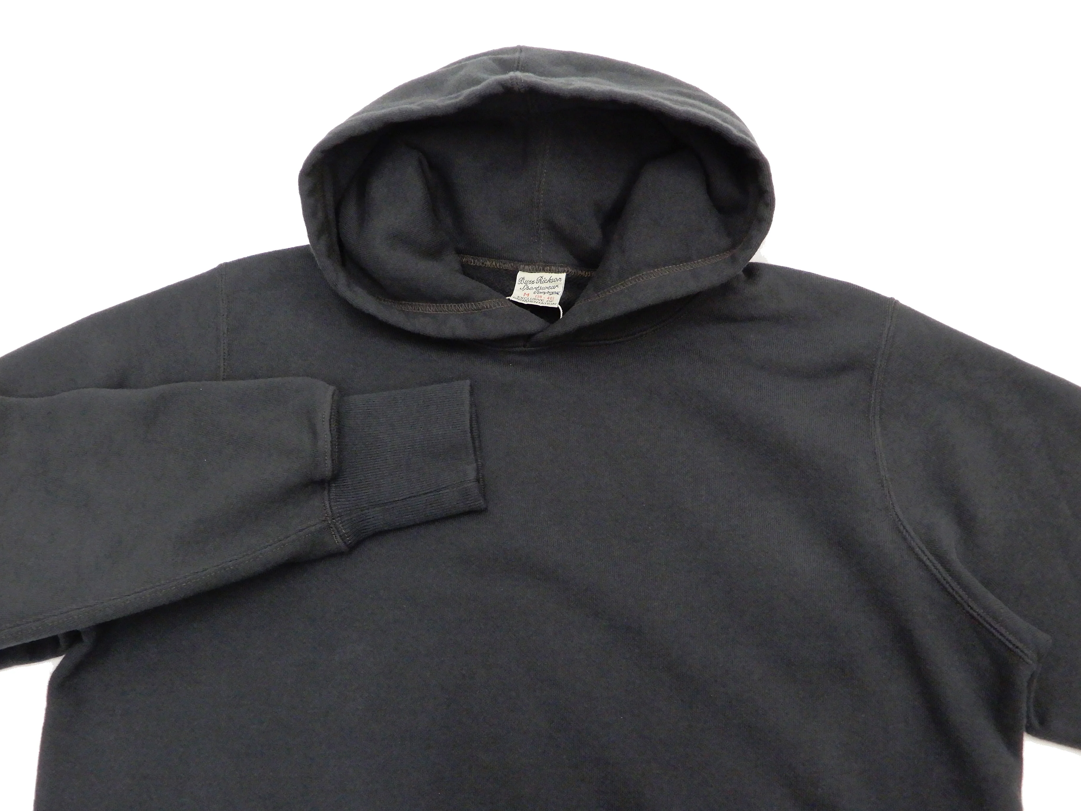 Buzz Rickson Plain Pullover Hoodie Men's Loop-wheeled Vintage Style Hooded Sweatshirt BR68914 119-Faded-Black - Image 6