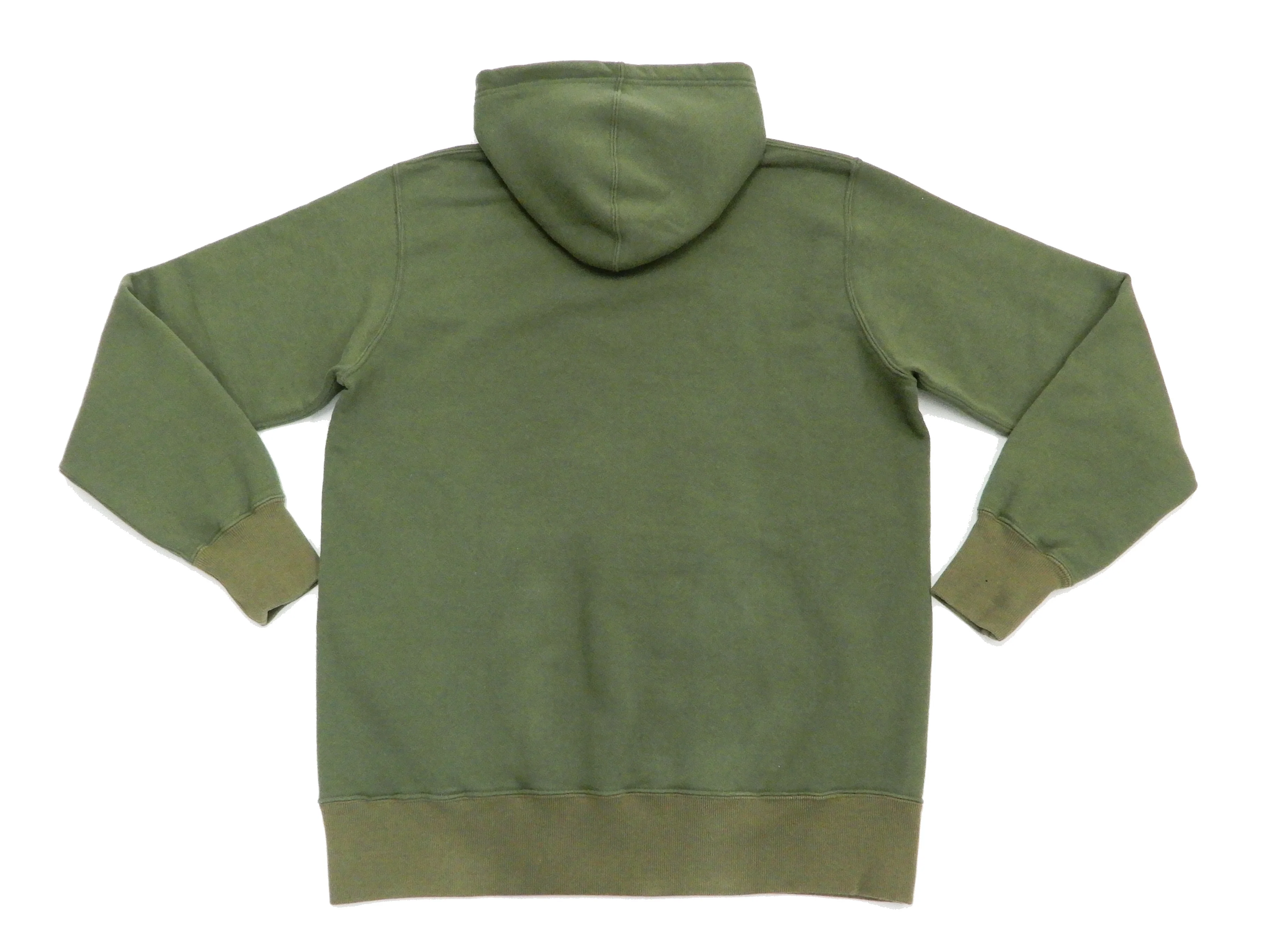 Buzz Rickson Plain Pullover Hoodie Men's Loop-wheeled Vintage Style Hooded Sweatshirt BR68914 149-Faded-Olive - Image 11