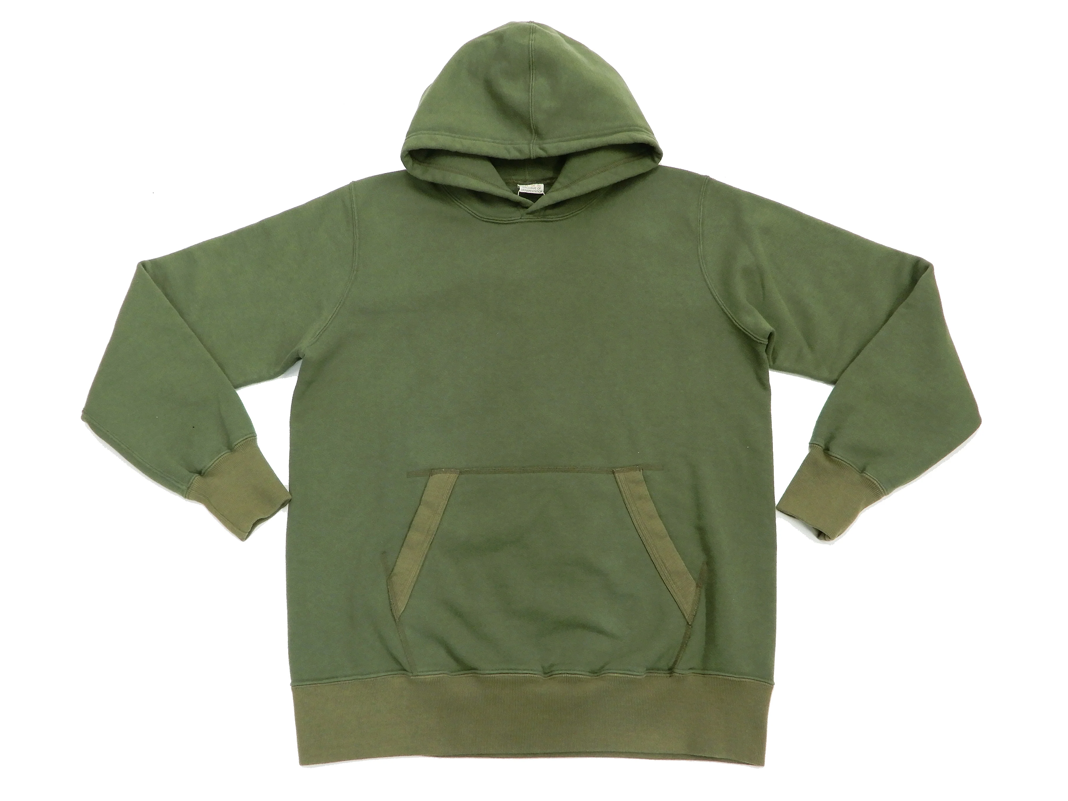 Buzz Rickson Plain Pullover Hoodie Men's Loop-wheeled Vintage Style Hooded Sweatshirt BR68914 149-Faded-Olive - Image 5