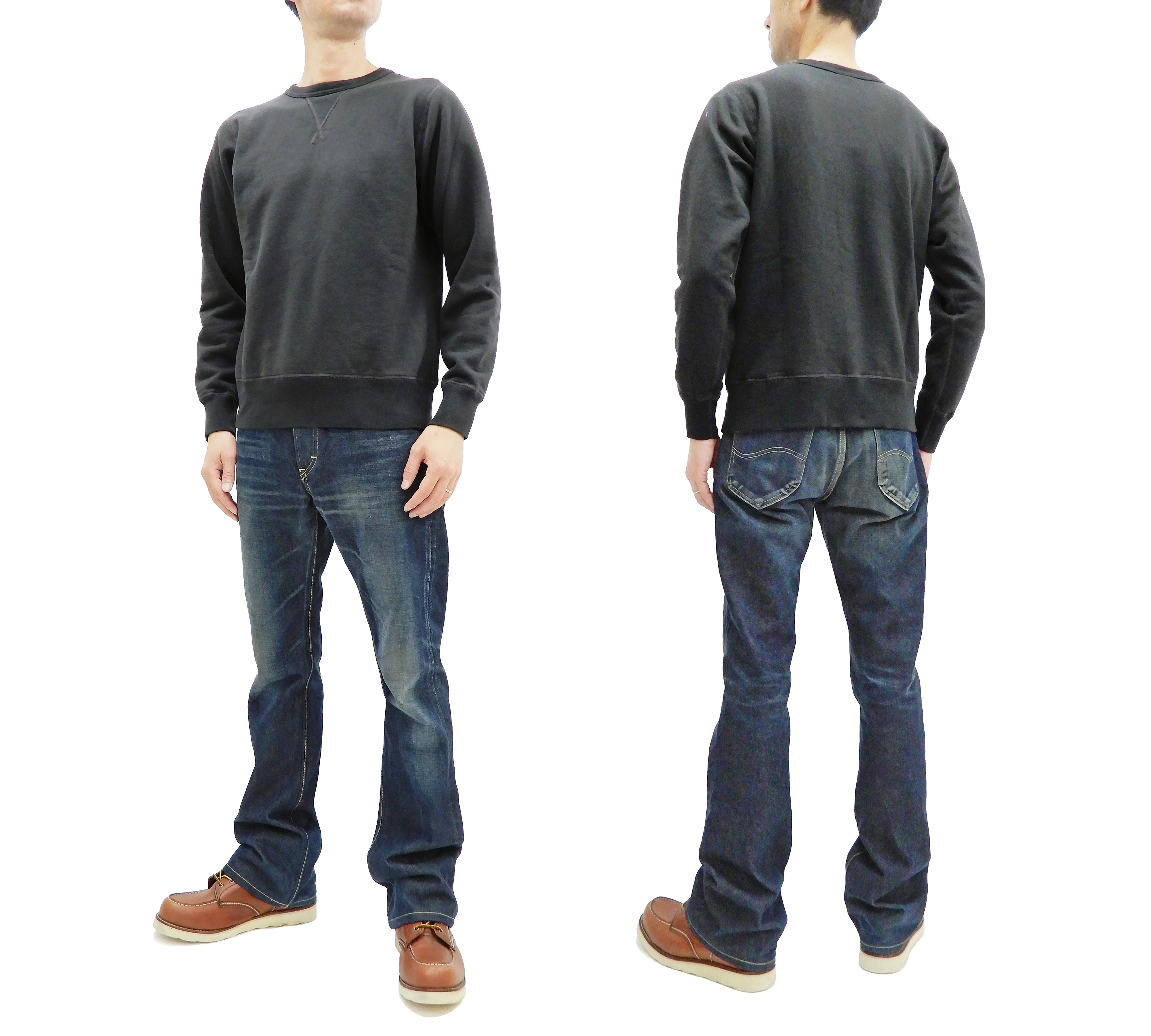 Buzz Rickson Plain Sweatshirt Men's Loop-wheeled Vintage Style BR65622 Faded-Black - Image 3