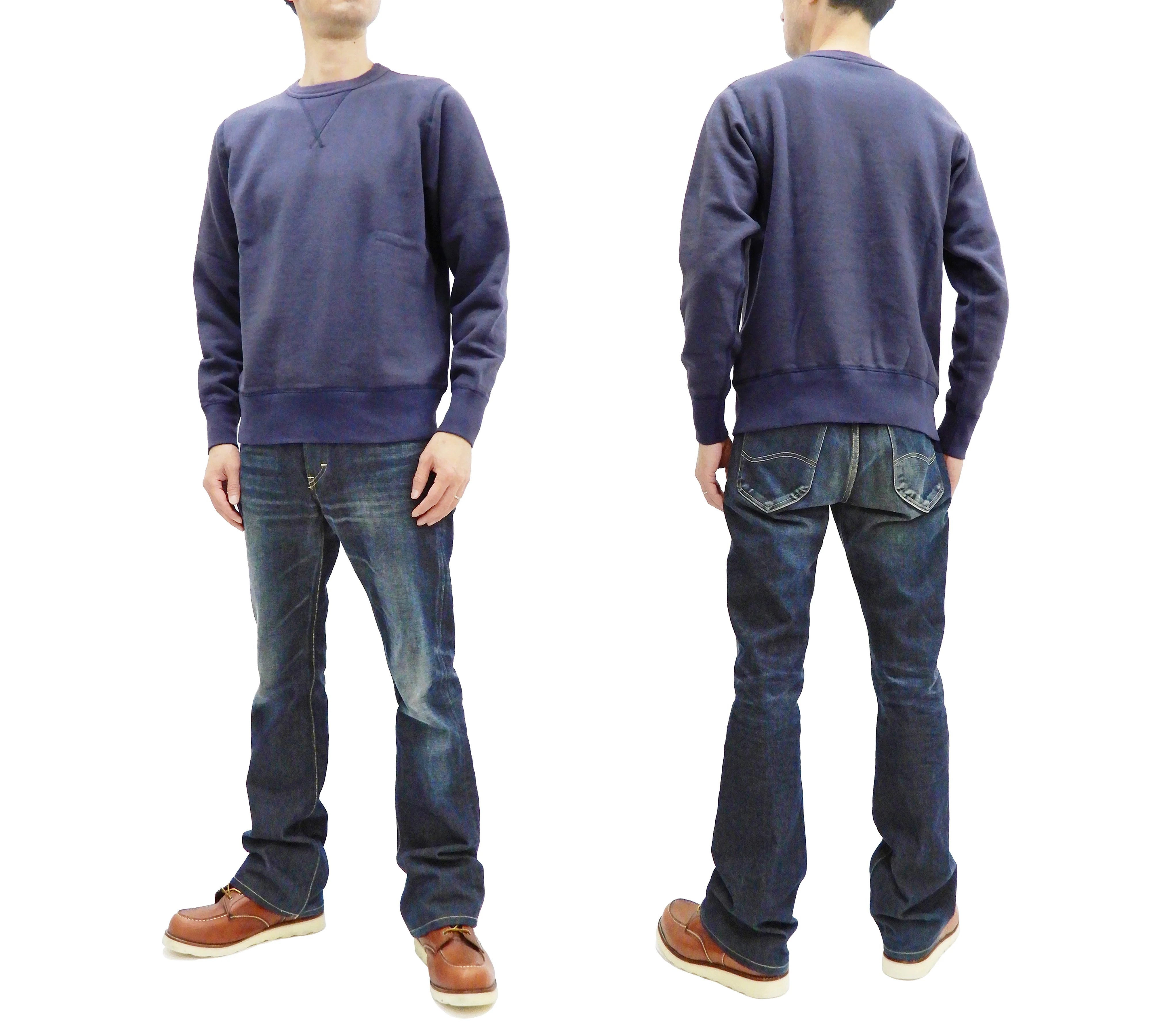 Buzz Rickson Plain Sweatshirt Men's Loop-wheeled Vintage Style BR65622 Faded-Navy-Blue - Image 3