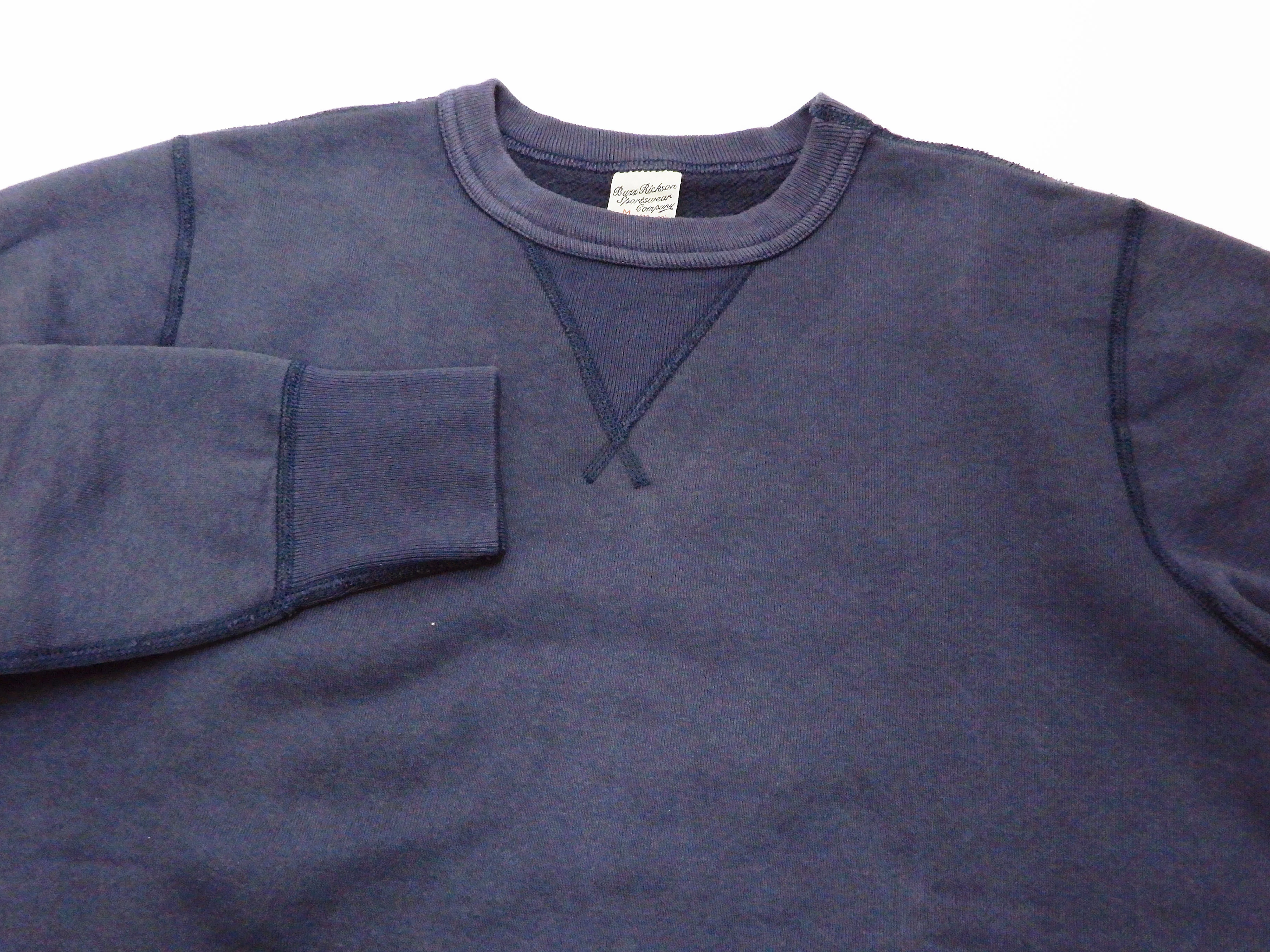 Buzz Rickson Plain Sweatshirt Men's Loop-wheeled Vintage Style BR65622 Faded-Navy-Blue - Image 6