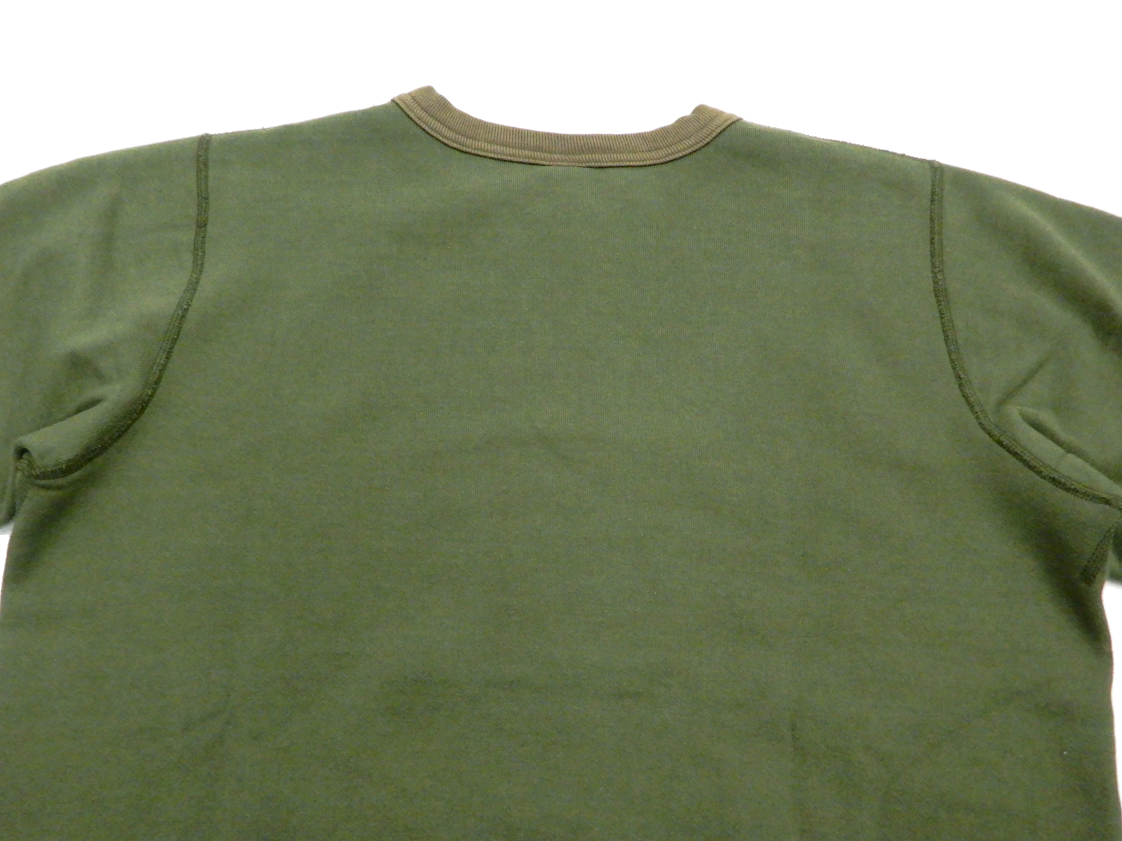 Buzz Rickson Plain Sweatshirt Men's Loop-wheeled Vintage Style BR65622 Faded-Olive - Image 10