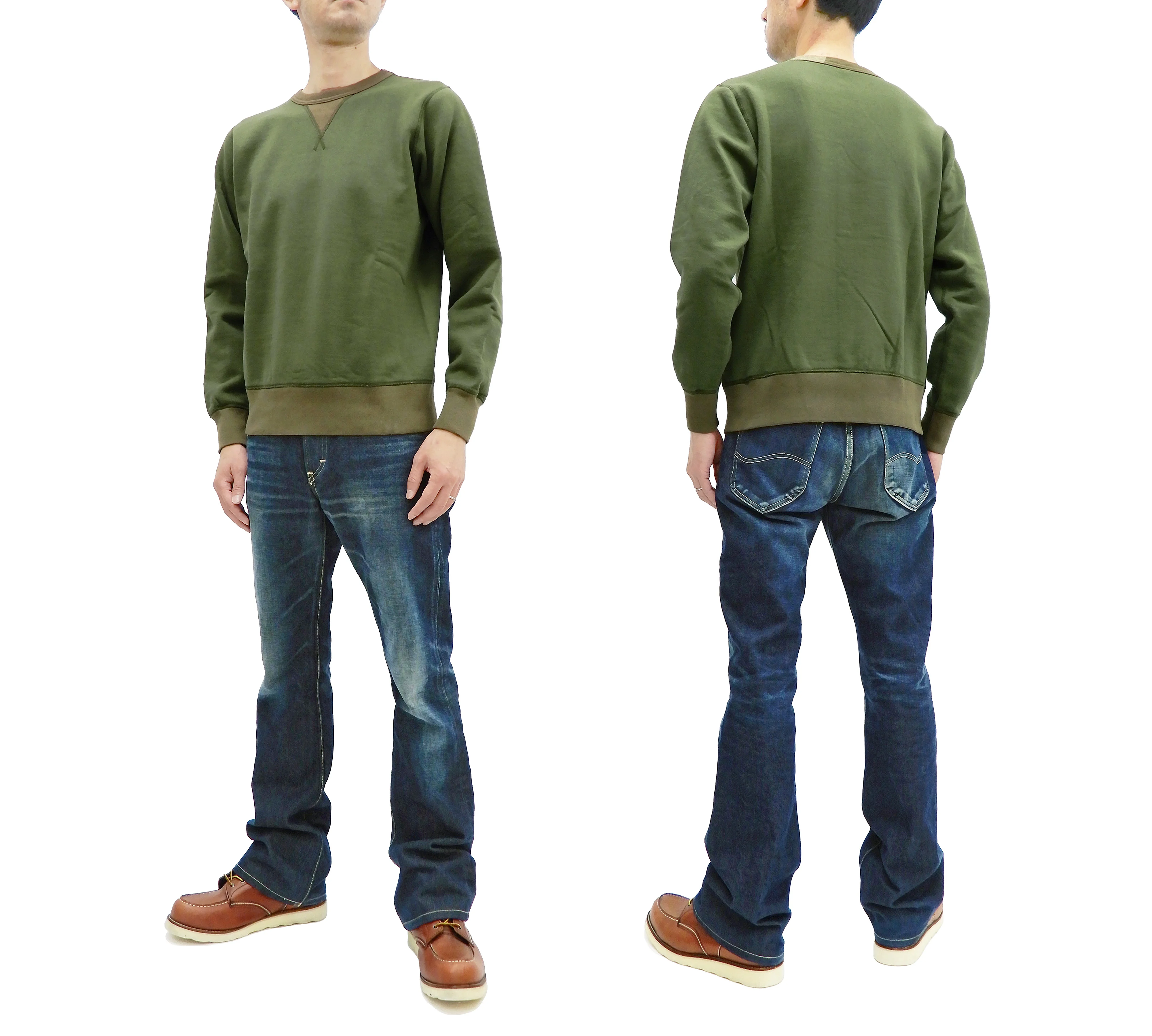 Buzz Rickson Plain Sweatshirt Men's Loop-wheeled Vintage Style BR65622 Faded-Olive - Image 3