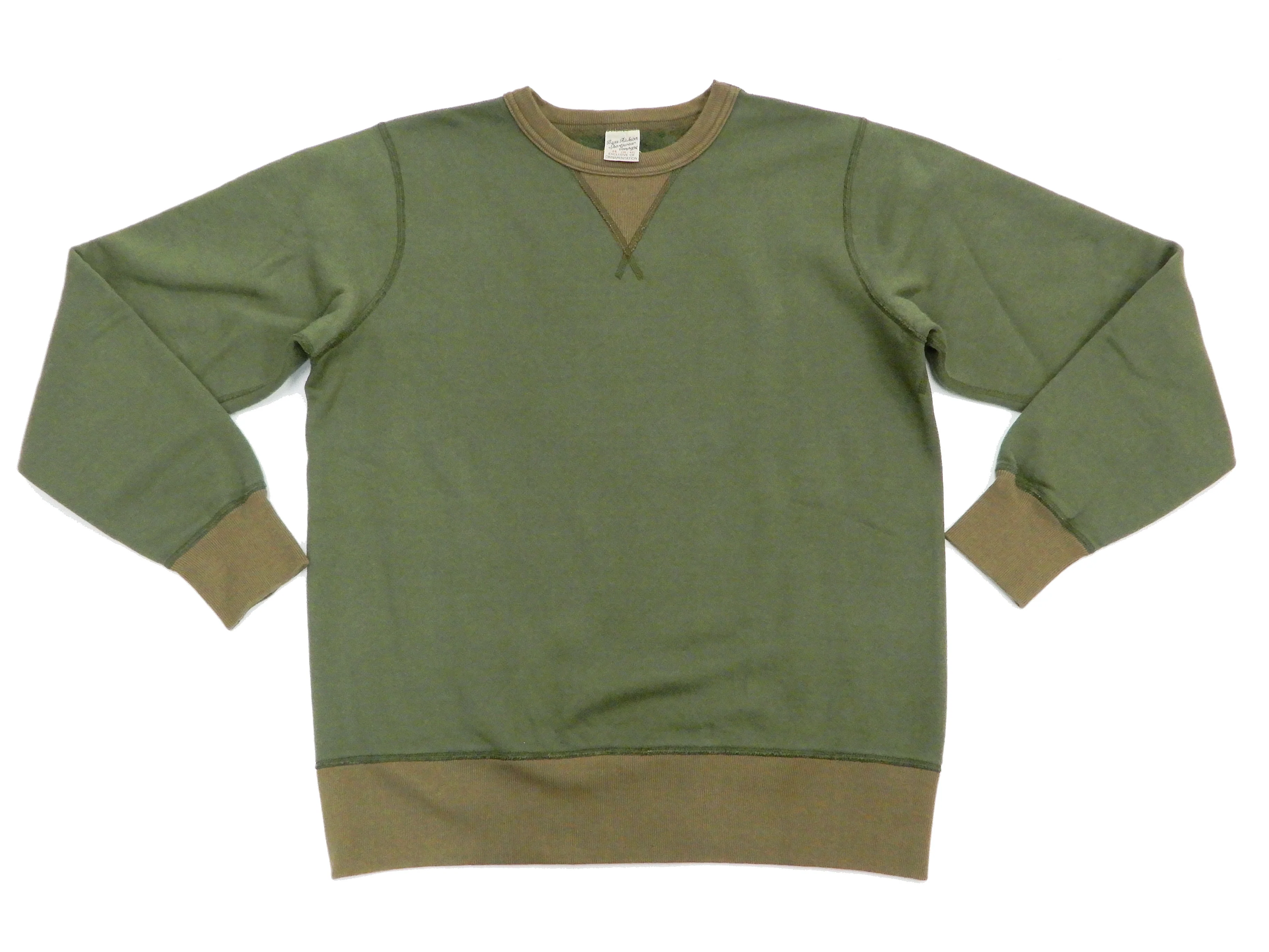 Buzz Rickson Plain Sweatshirt Men's Loop-wheeled Vintage Style BR65622 Faded-Olive - Image 5