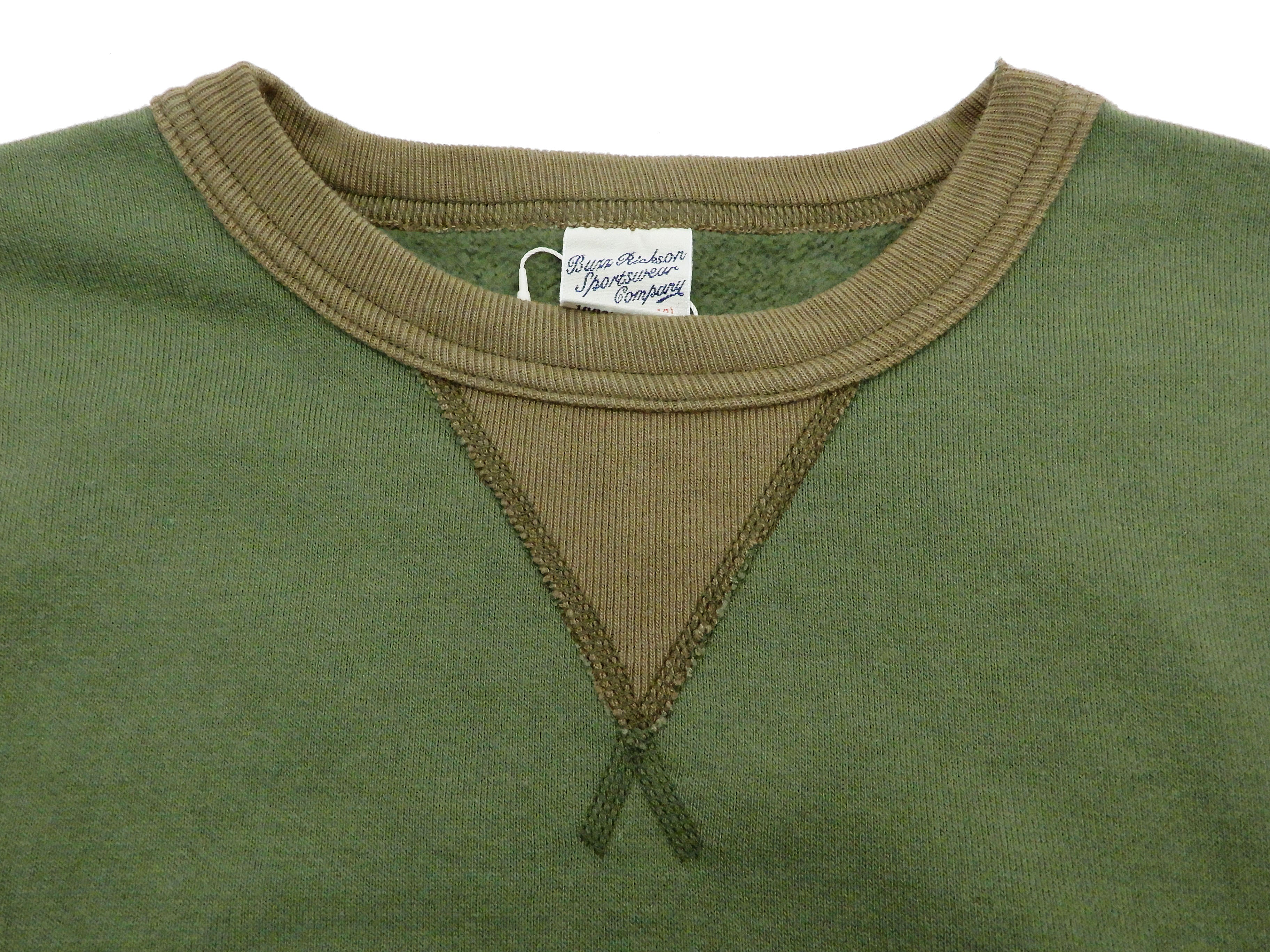 Buzz Rickson Plain Sweatshirt Men's Loop-wheeled Vintage Style BR65622 Faded-Olive - Image 7