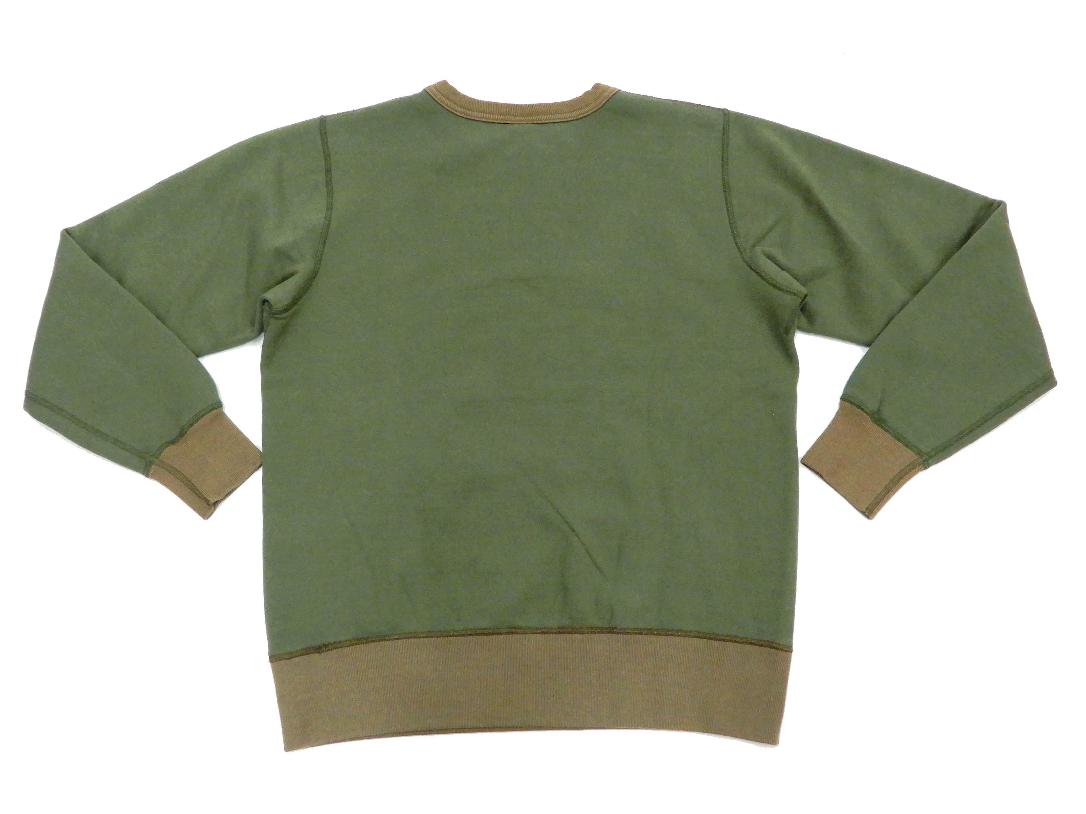 Buzz Rickson Plain Sweatshirt Men's Loop-wheeled Vintage Style BR65622 Faded-Olive - Image 9
