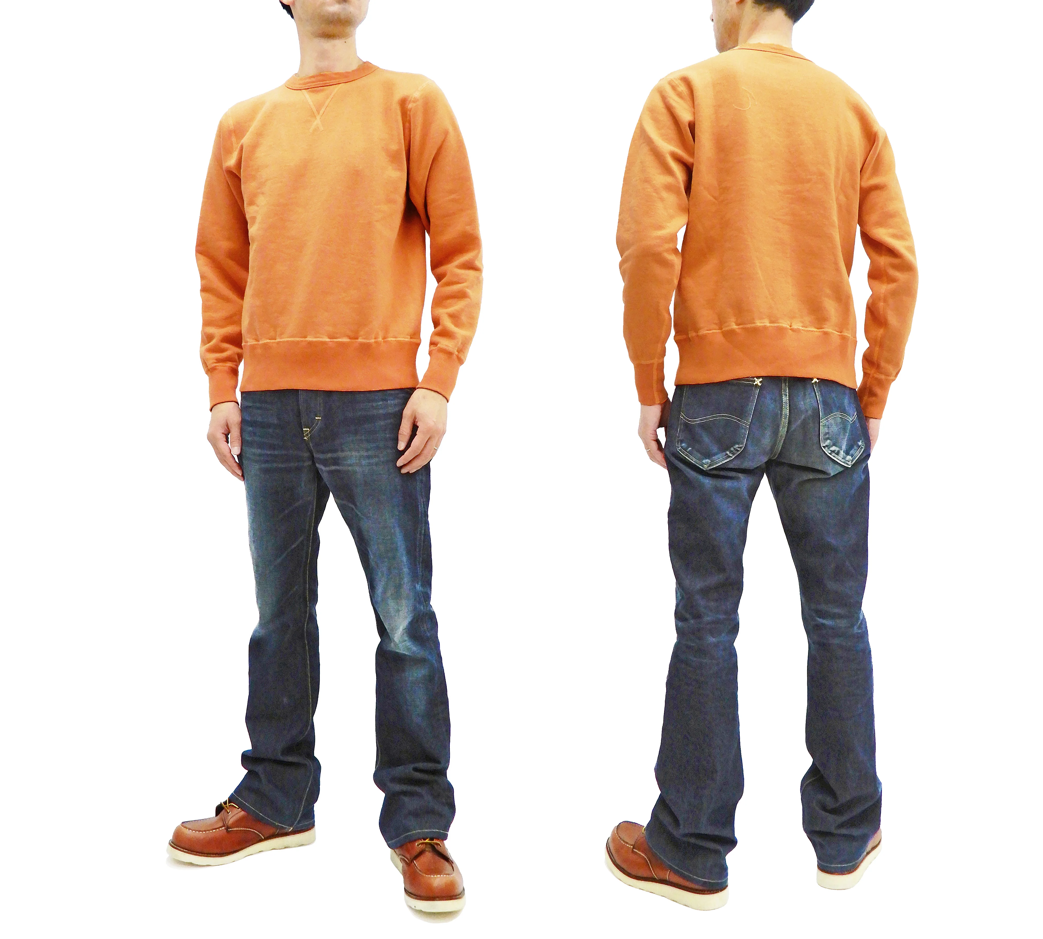 Buzz Rickson Plain Sweatshirt Men's Loop-wheeled Vintage Style BR65622 Faded-Orange - Image 3
