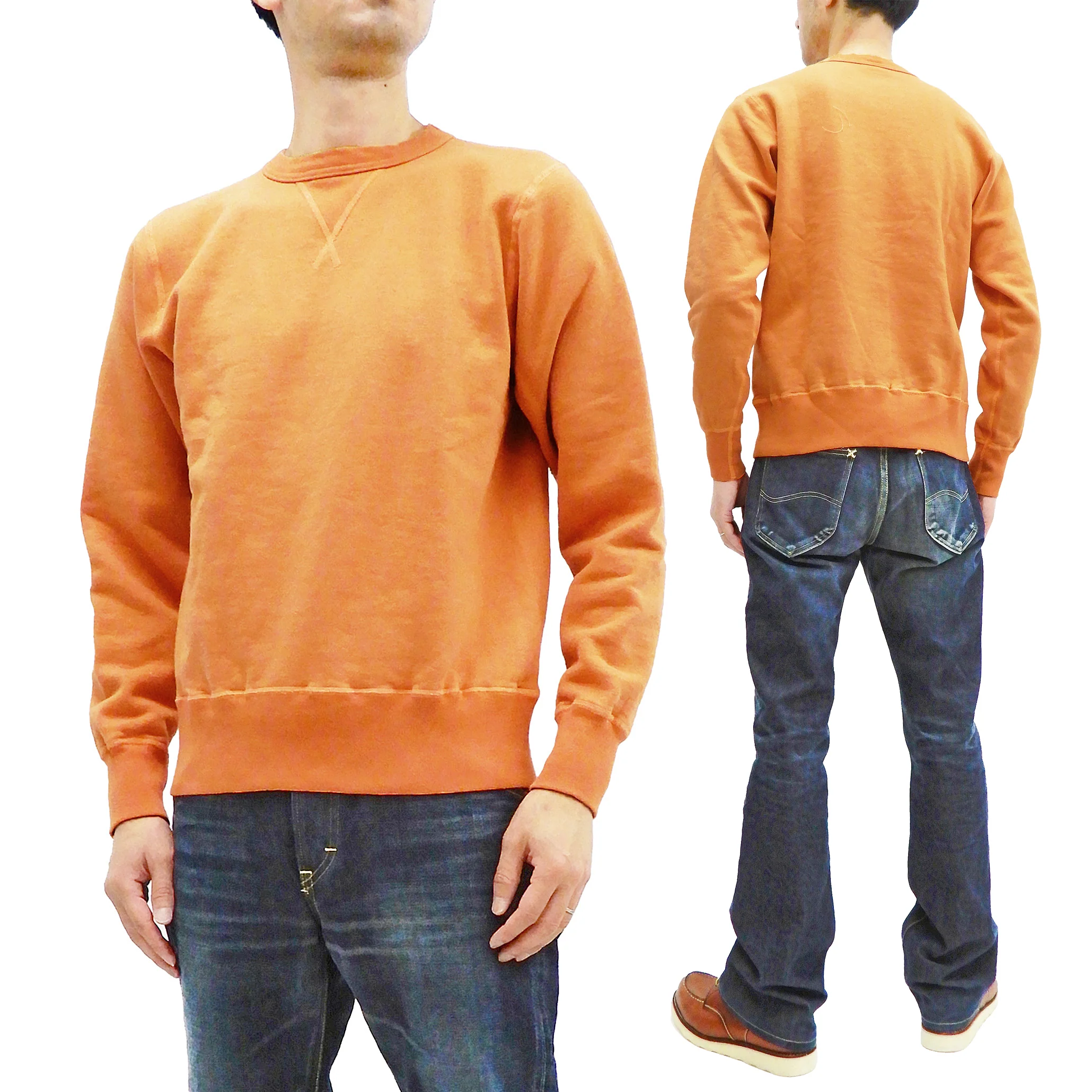 Buzz Rickson Plain Sweatshirt Men's Loop-wheeled Vintage Style BR65622 Faded-Orange - Image 4
