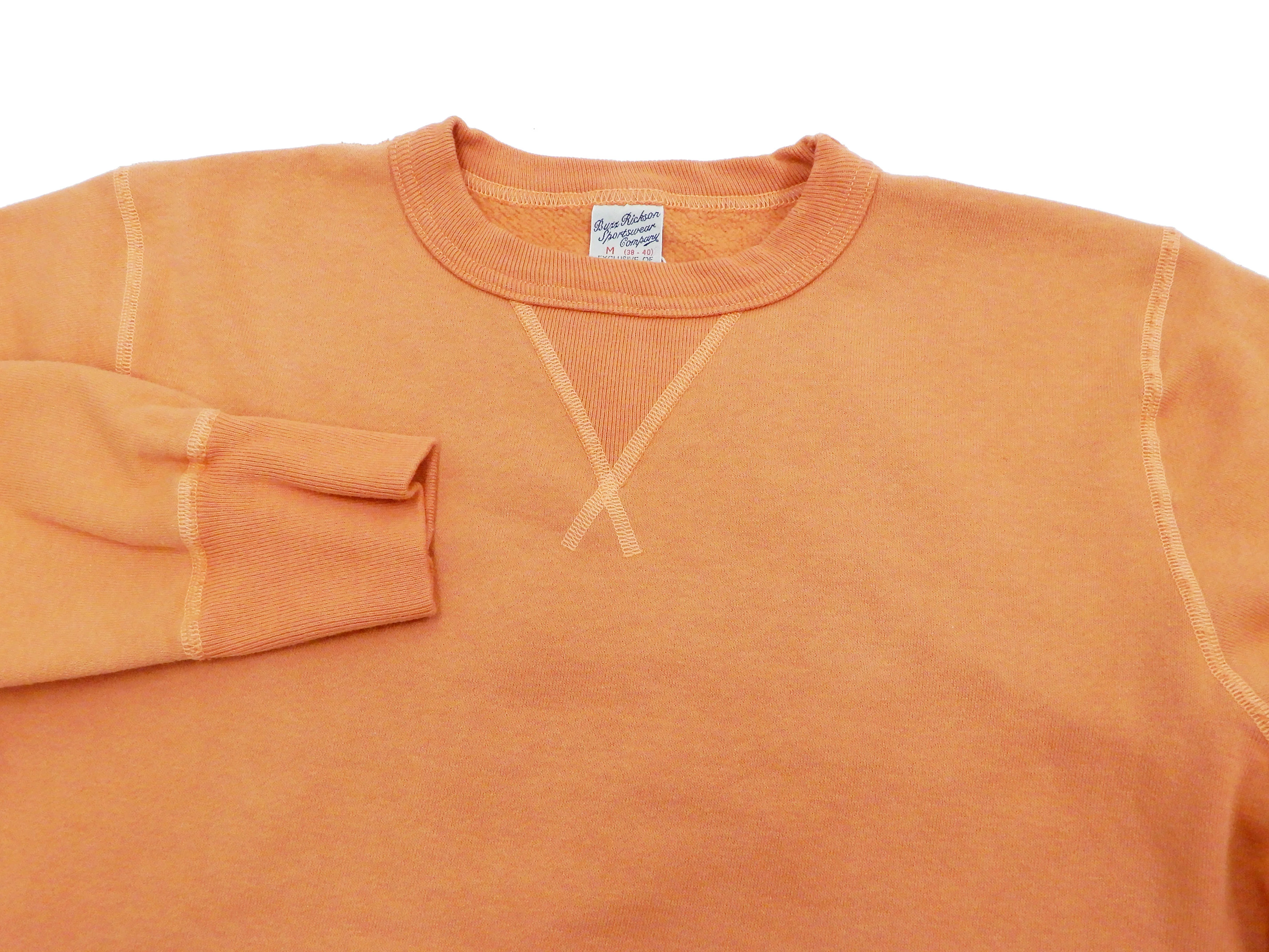 Buzz Rickson Plain Sweatshirt Men's Loop-wheeled Vintage Style BR65622 Faded-Orange - Image 6