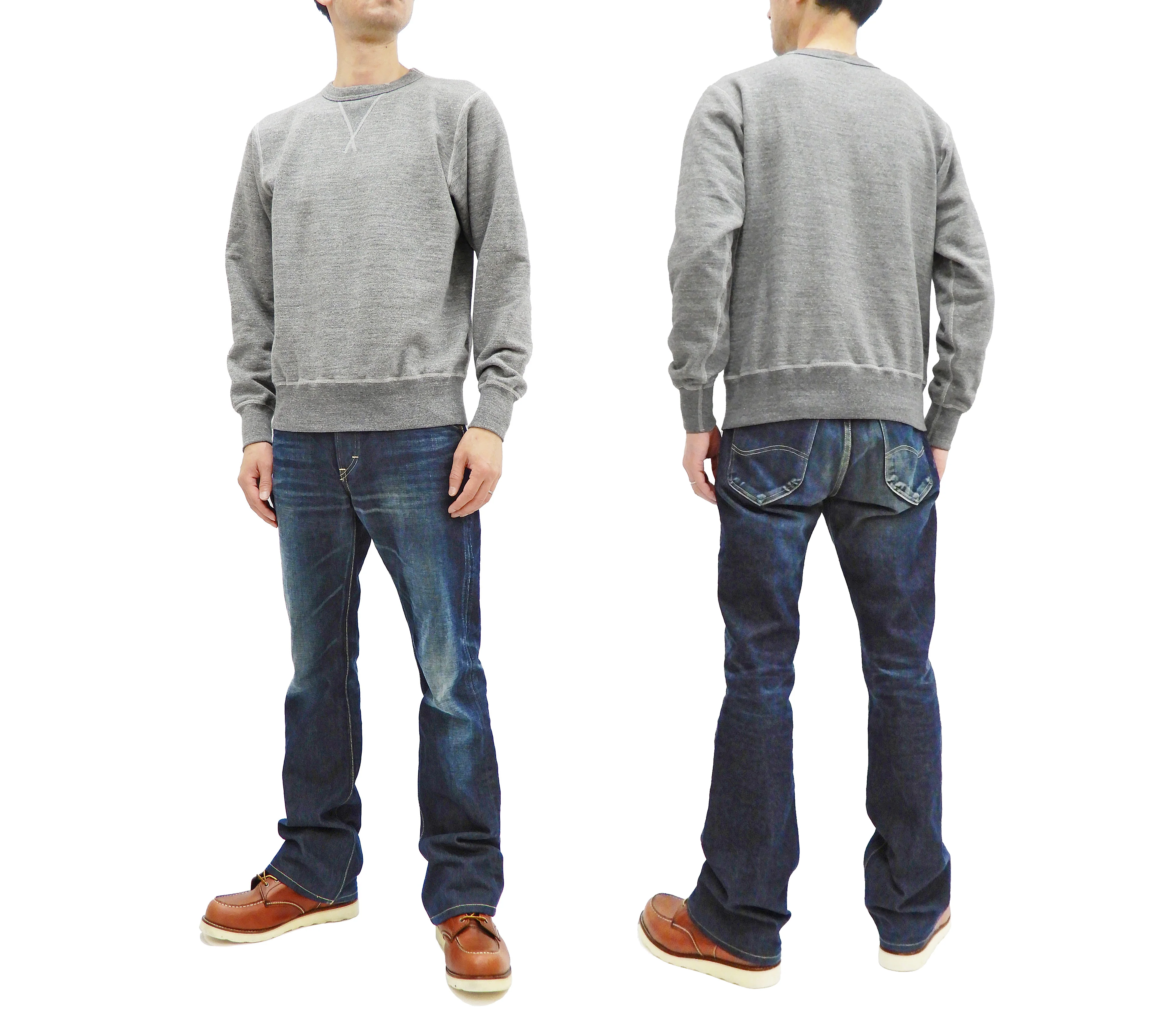 Buzz Rickson Plain Sweatshirt Men's Loop-wheeled Vintage Style BR65622 Heather-Gray - Image 3