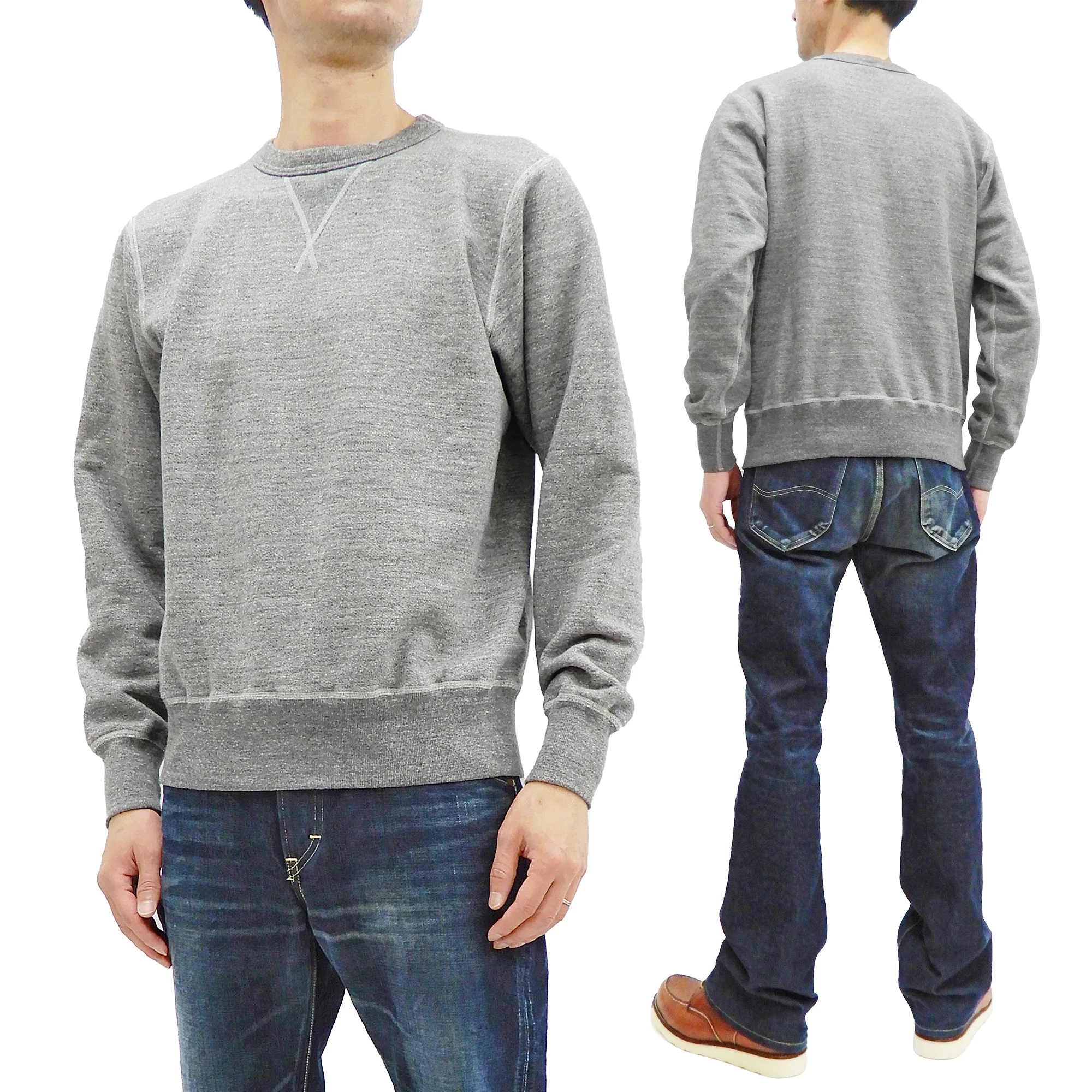 Buzz Rickson Plain Sweatshirt Men's Loop-wheeled Vintage Style BR65622 Heather-Gray - Image 4