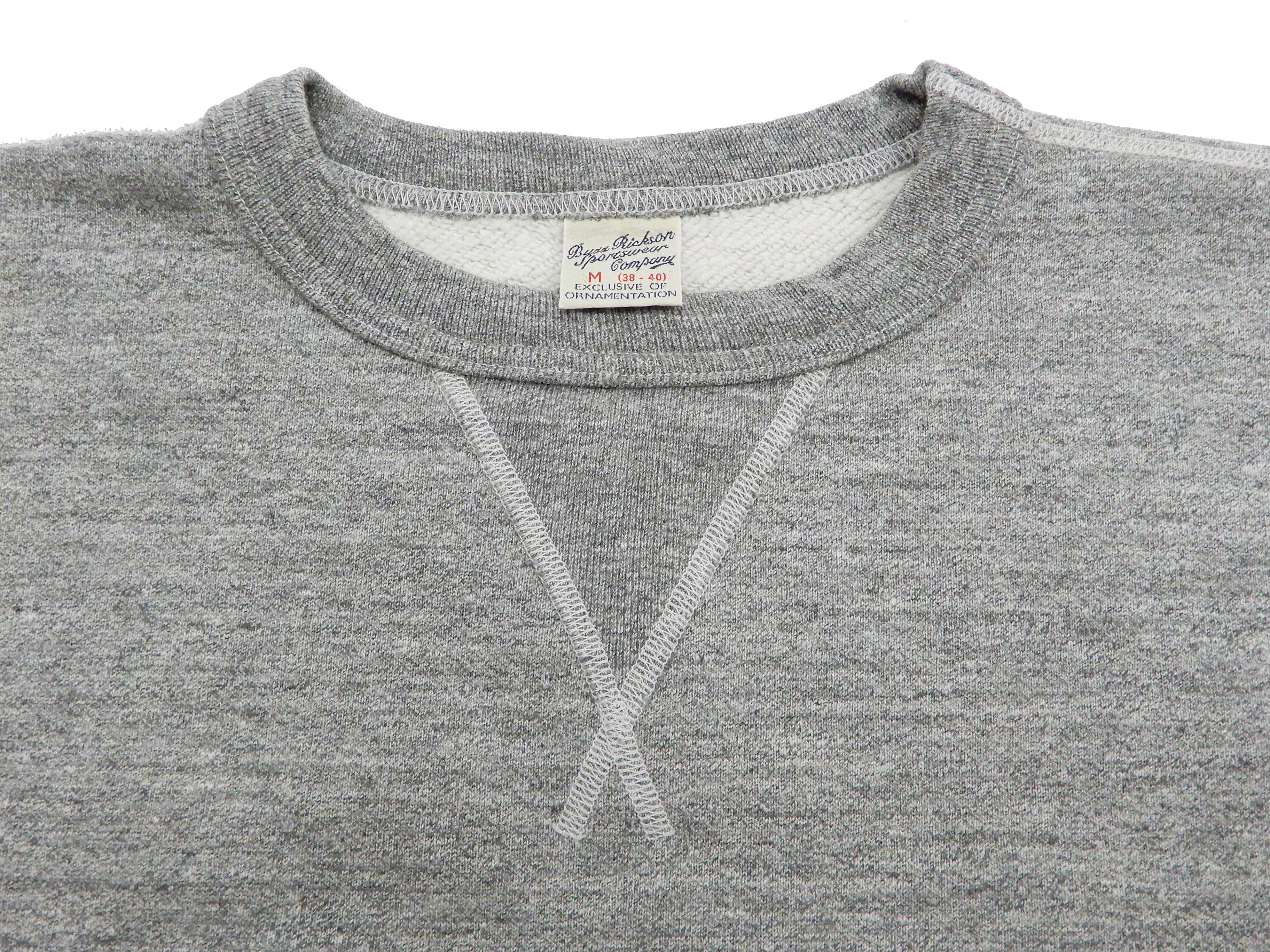 Buzz Rickson Plain Sweatshirt Men's Loop-wheeled Vintage Style BR65622 Heather-Gray - Image 7