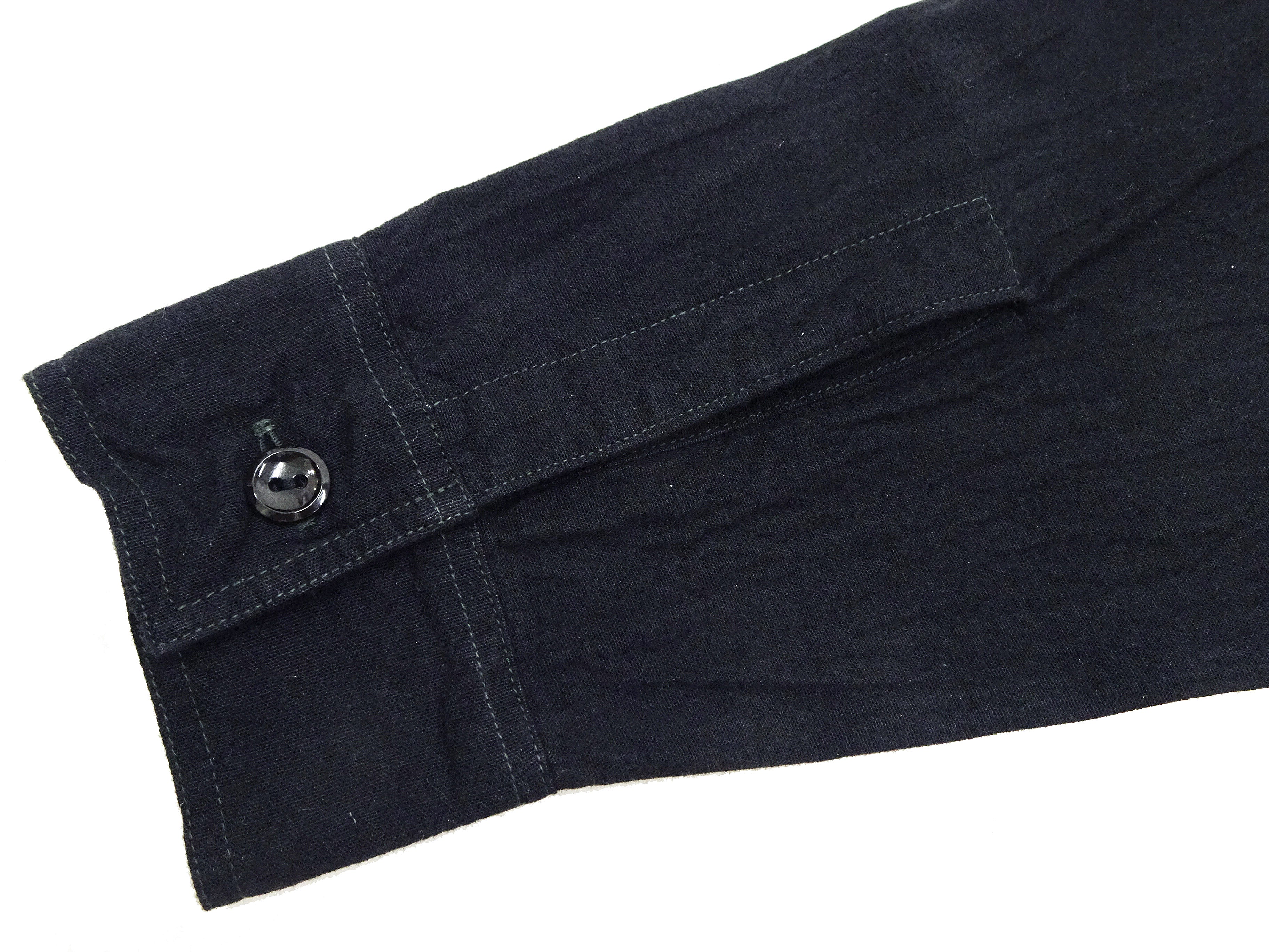 Buzz Rickson Shirt Men's William Gibson Plain Long Sleeve Chambray Shirt BR29143 Black - Image 10