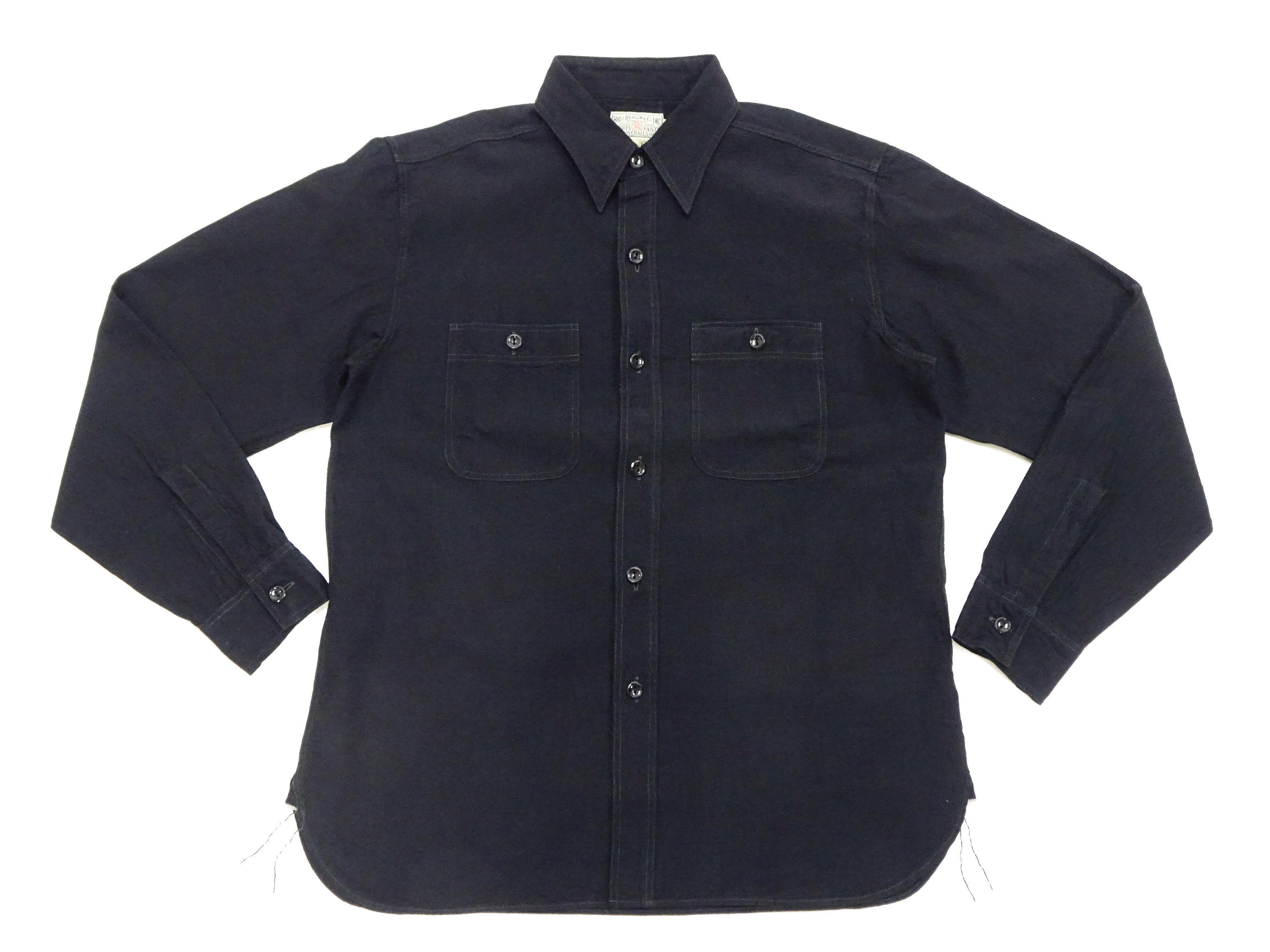 Buzz Rickson Shirt Men's William Gibson Plain Long Sleeve Chambray Shirt BR29143 Black - Image 6