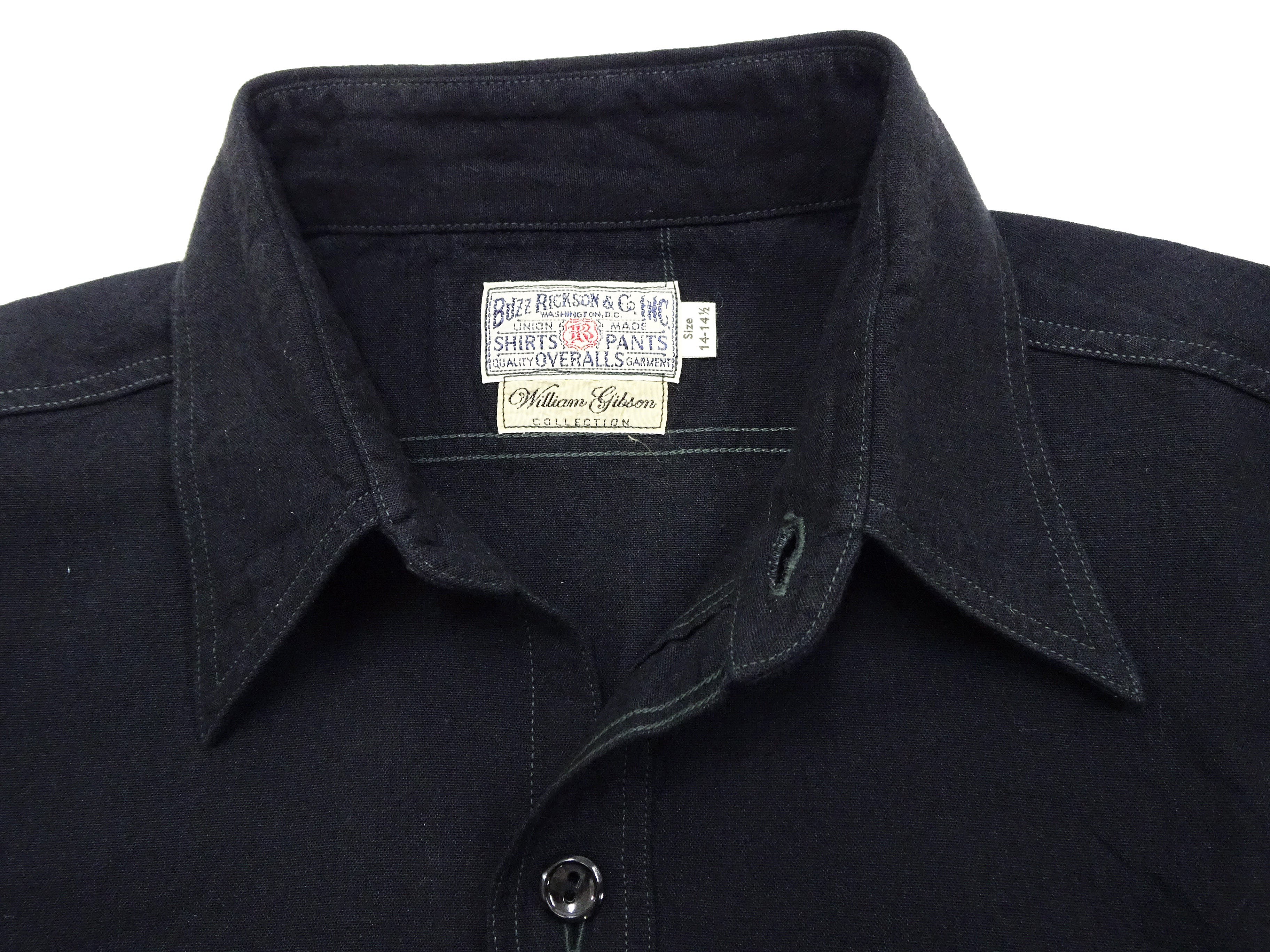 Buzz Rickson Shirt Men's William Gibson Plain Long Sleeve Chambray Shirt BR29143 Black - Image 8