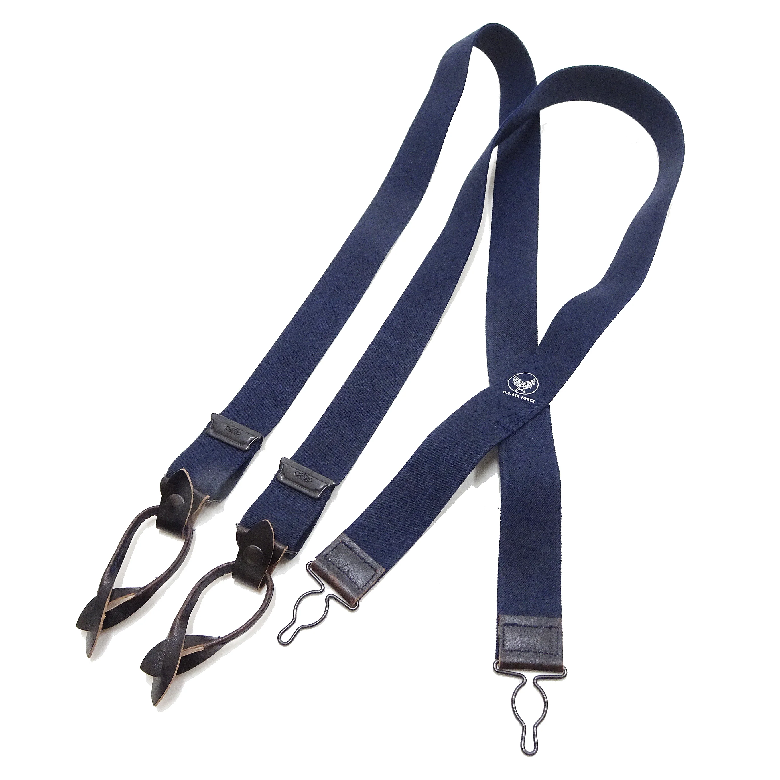 Buzz Rickson Suspenders Men's Reproduction of X back Design Military Button-on Braces for A-11 Trousers BR02718 128 Navy-Blue - Image 2