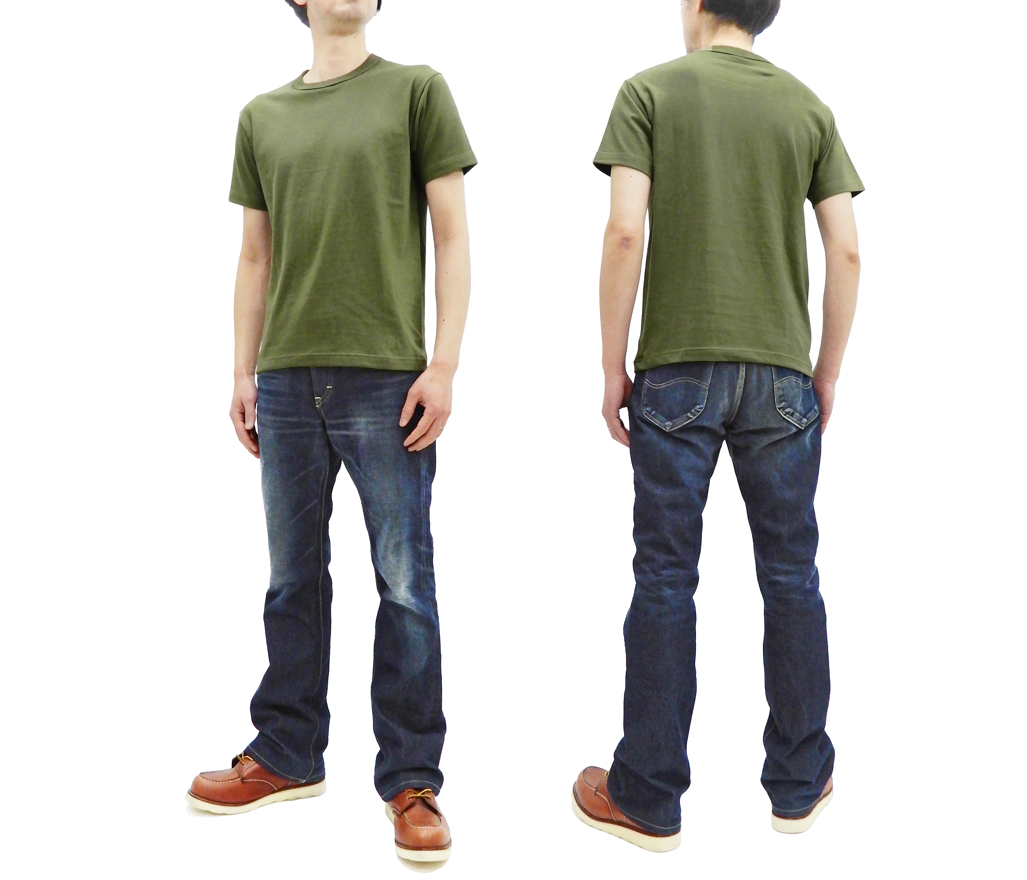 Buzz Rickson T-shirt Men's Plain T shirt Short Sleeve Loopwheel Tee BR78960 149 Olive - Image 3