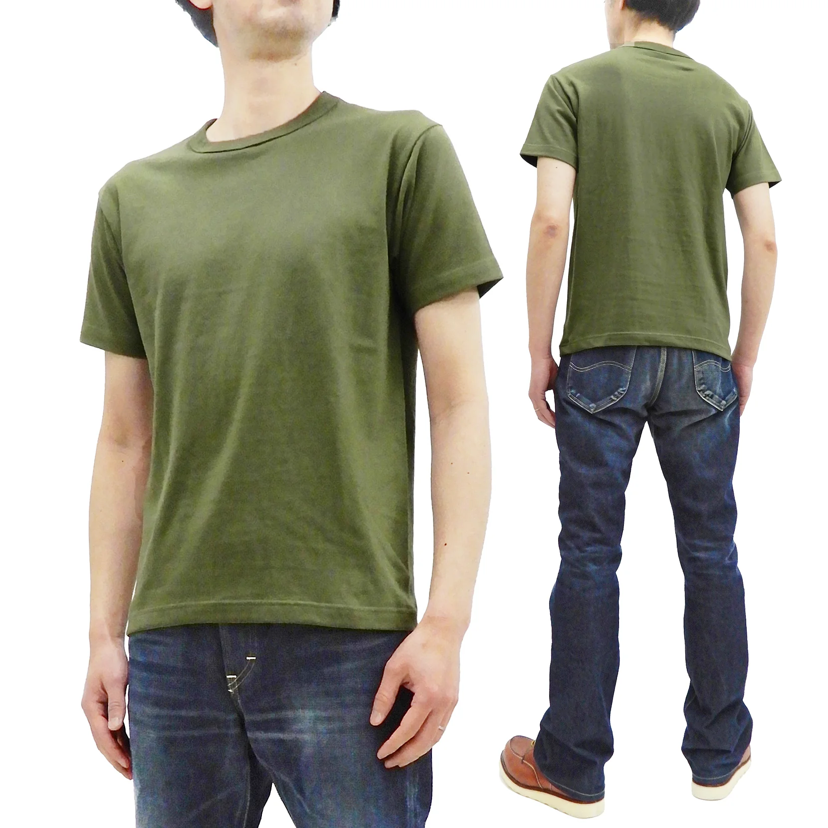 Buzz Rickson T-shirt Men's Plain T shirt Short Sleeve Loopwheel Tee BR78960 149 Olive - Image 4