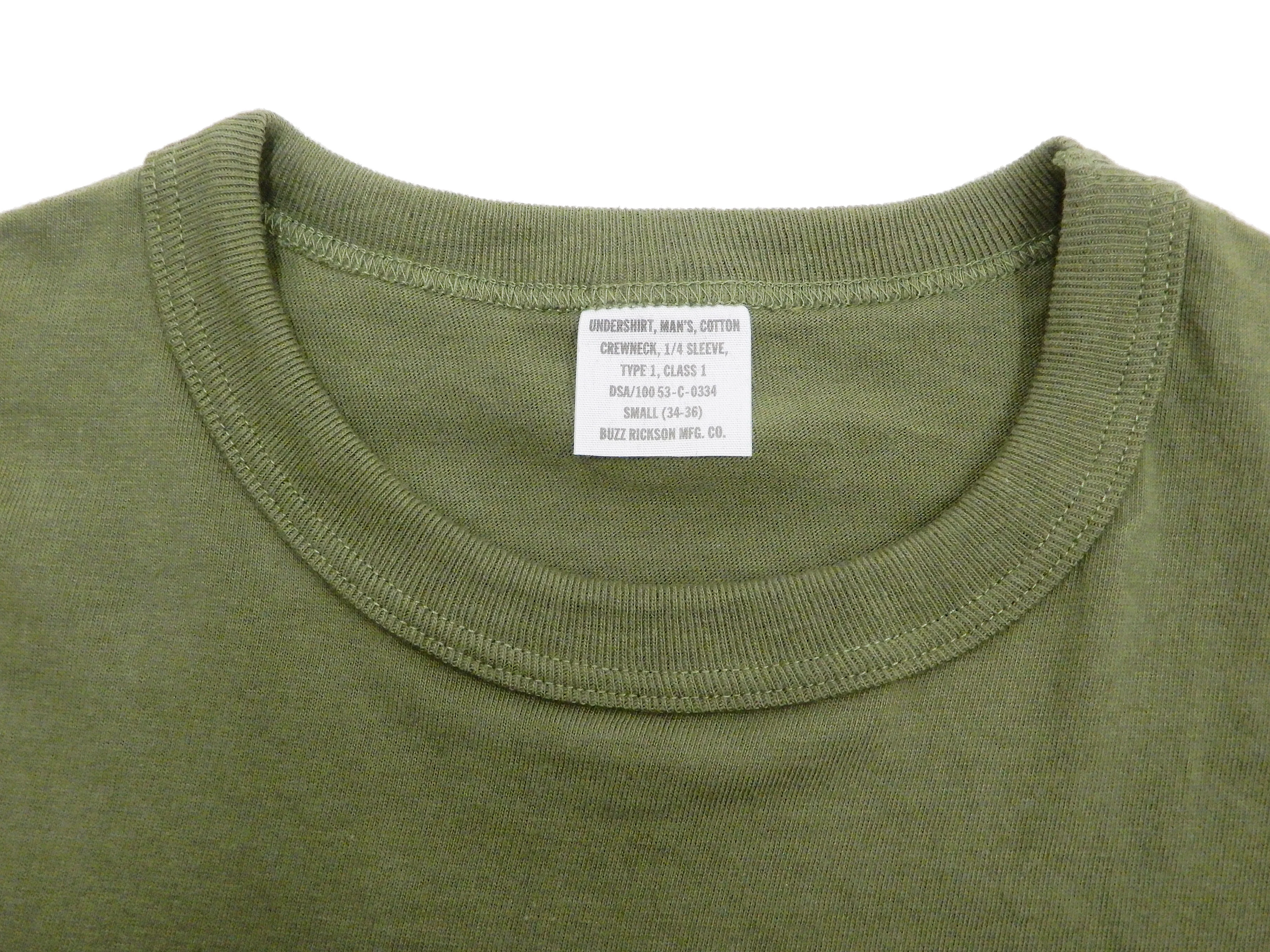Buzz Rickson T-shirt Men's Plain T shirt Short Sleeve Loopwheel Tee BR78960 149 Olive - Image 7
