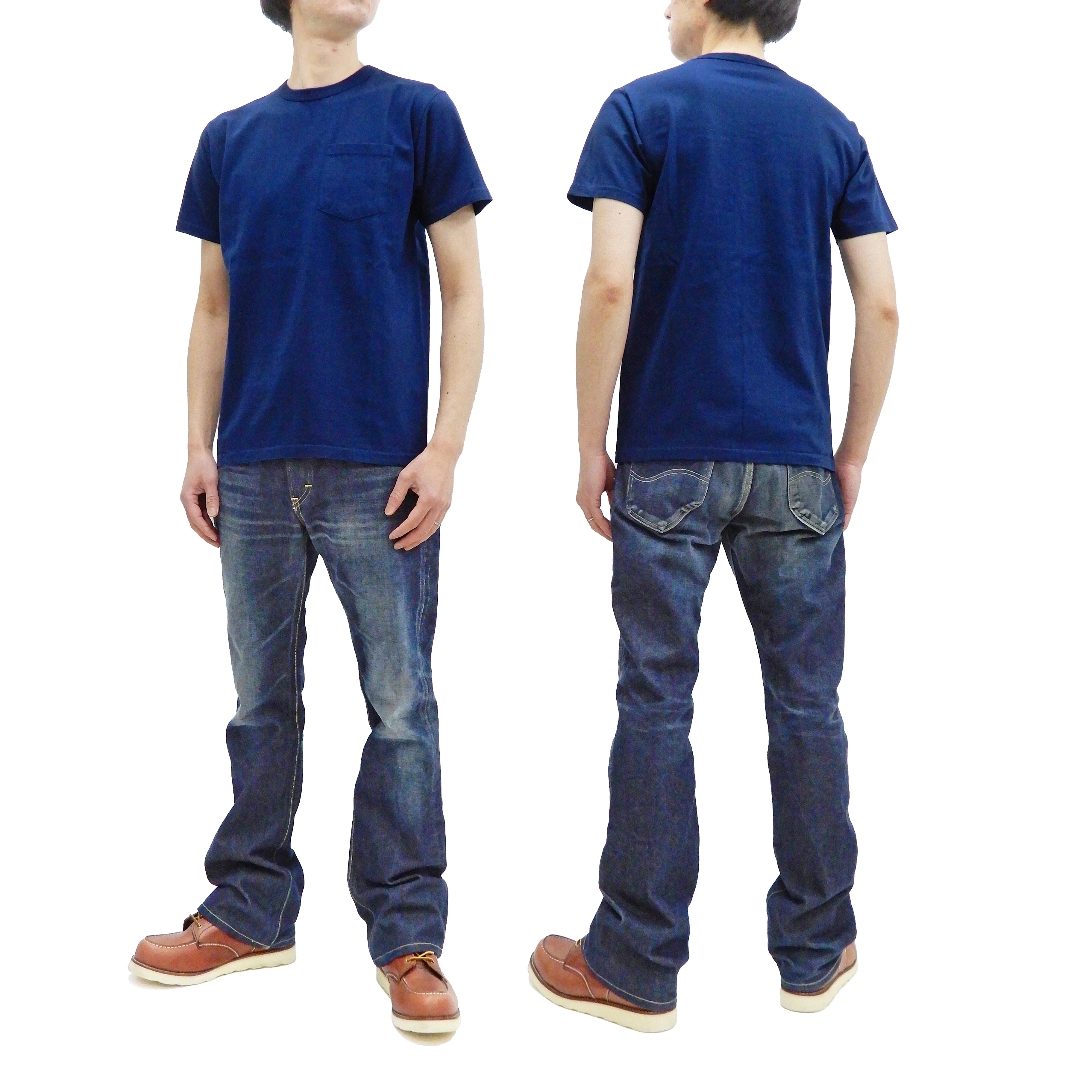 Buzz Rickson T-shirt Men's Short Sleeve Loopwheel Plain Pocket Tee BR78711 Navy-Blue - Image 3