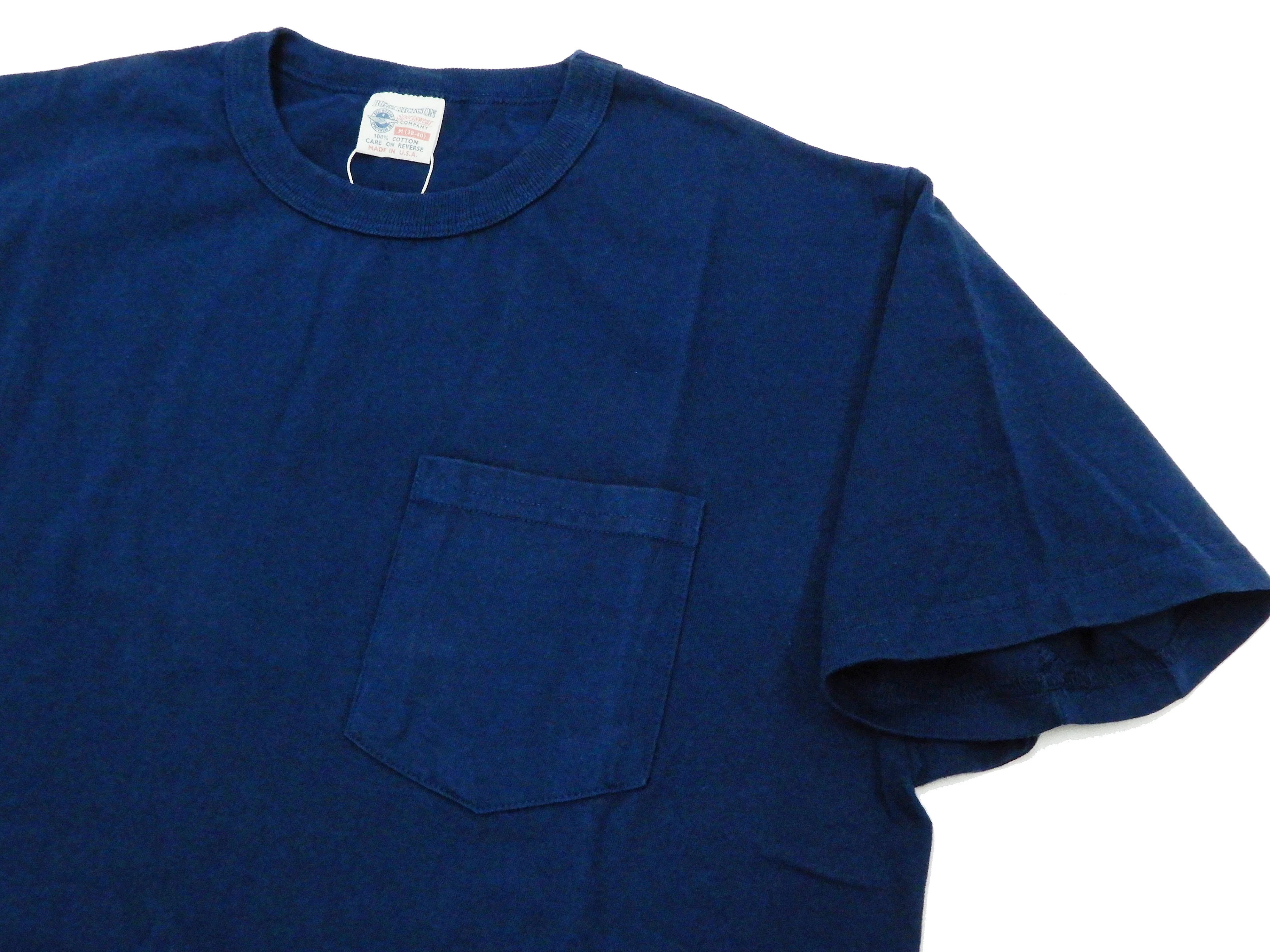 Buzz Rickson T-shirt Men's Short Sleeve Loopwheel Plain Pocket Tee BR78711 Navy-Blue - Image 6