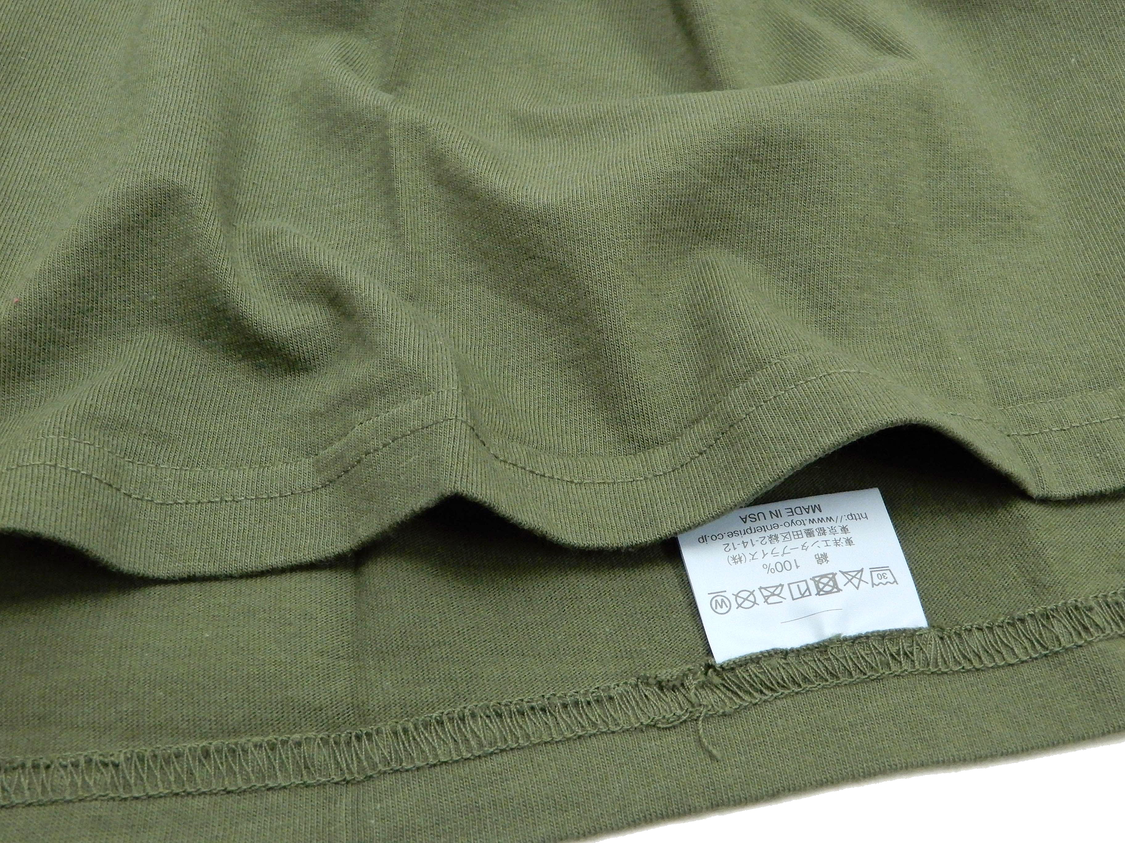 Buzz Rickson T-shirt Men's Short Sleeve Loopwheel Plain Pocket Tee BR78711 Olive - Image 7