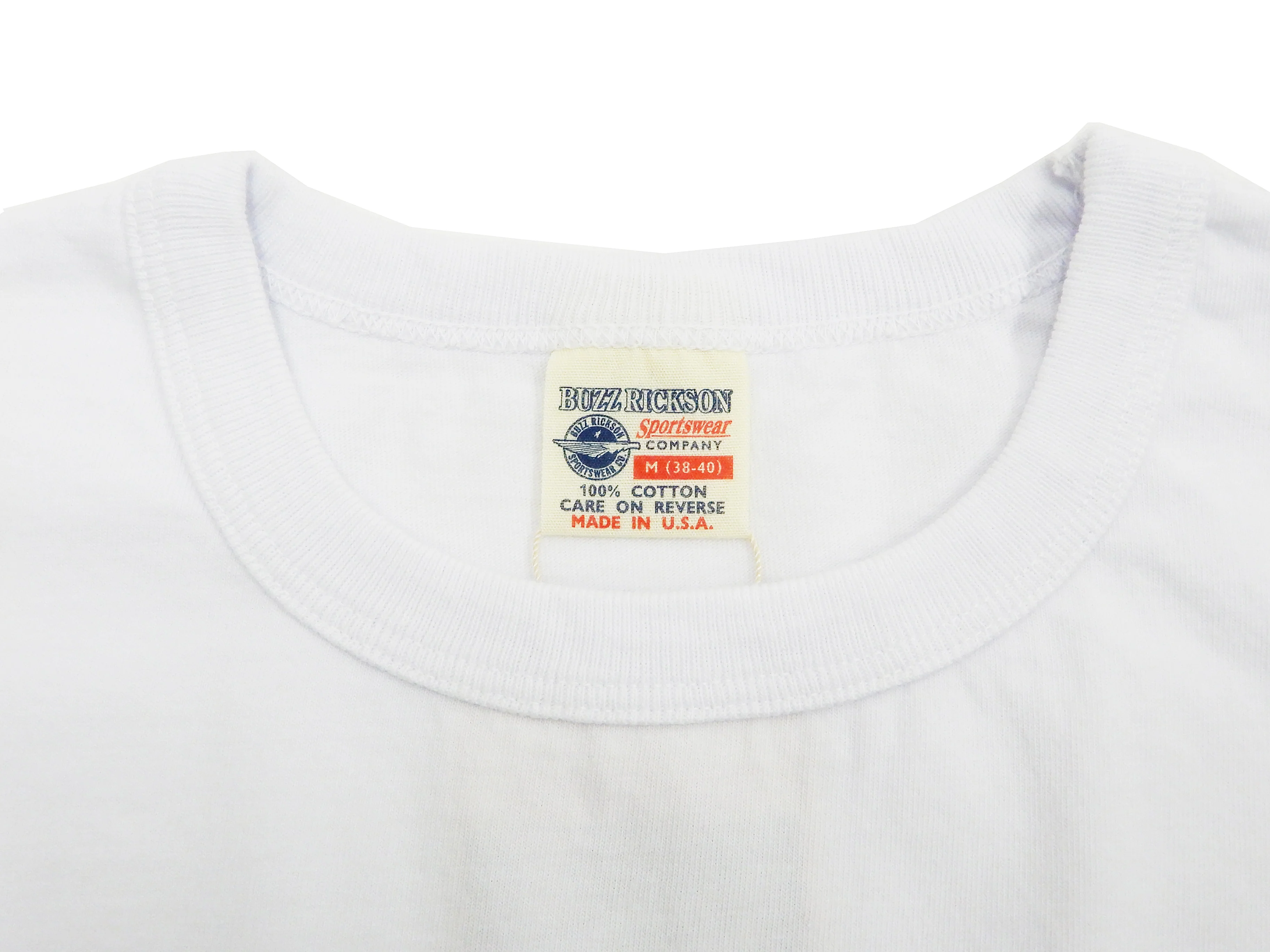Buzz Rickson T-shirt Men's Short Sleeve Loopwheel Plain Pocket Tee BR78711 White - Image 7