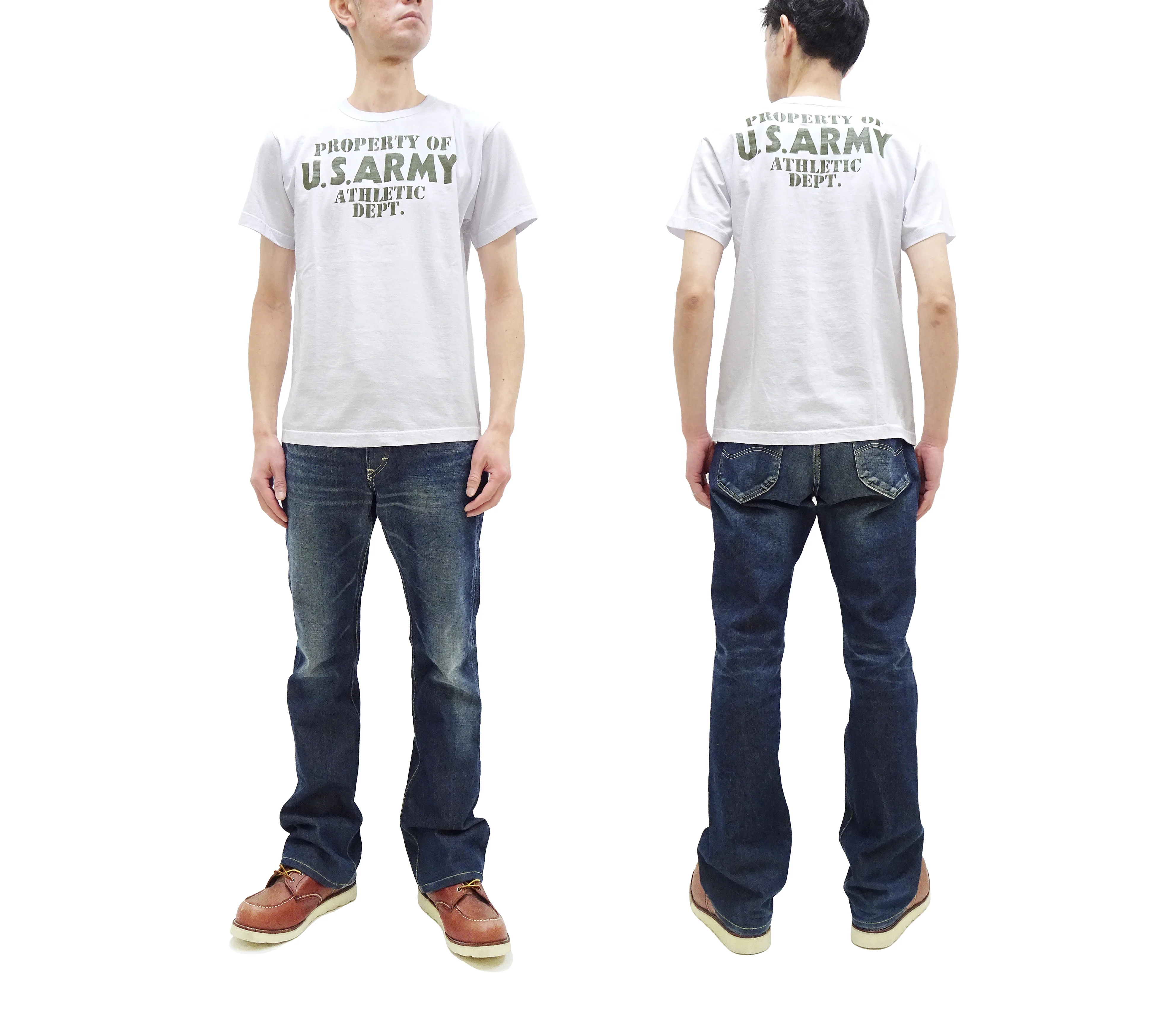 Buzz Rickson T-shirt Men's U.S. Army Athletic Department Military Graphic Short Sleeve Loopwheeled Tee BR79348 101 White - Image 3